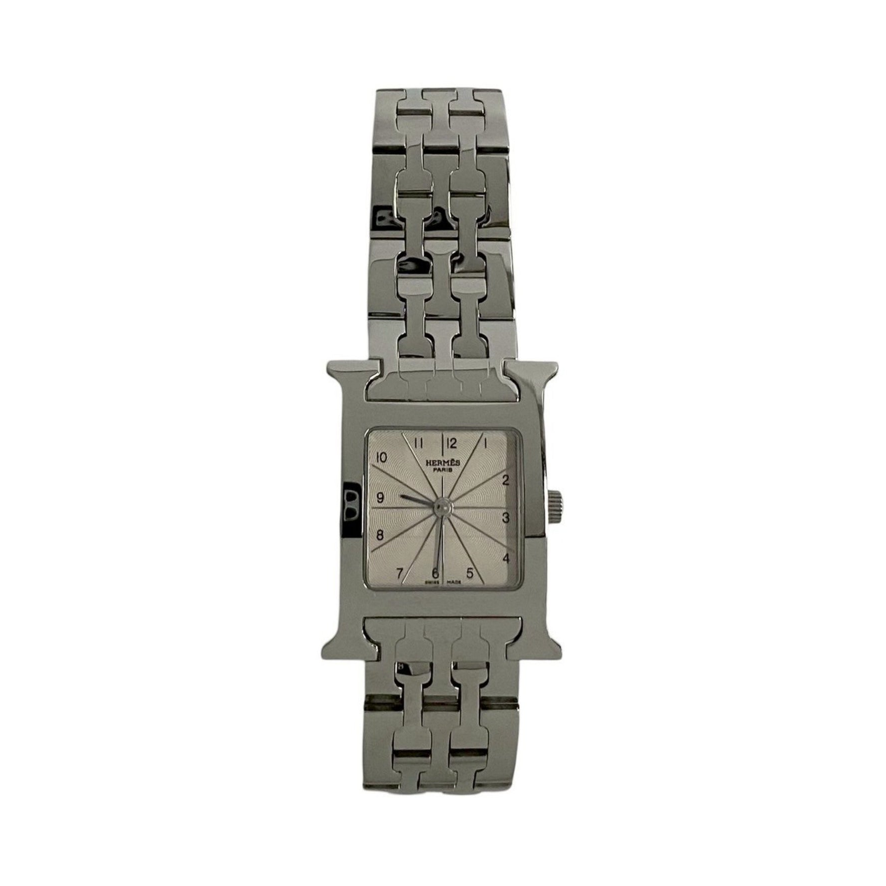 HERMES H Watch Quartz Stainless Steel Wristwatch Silver