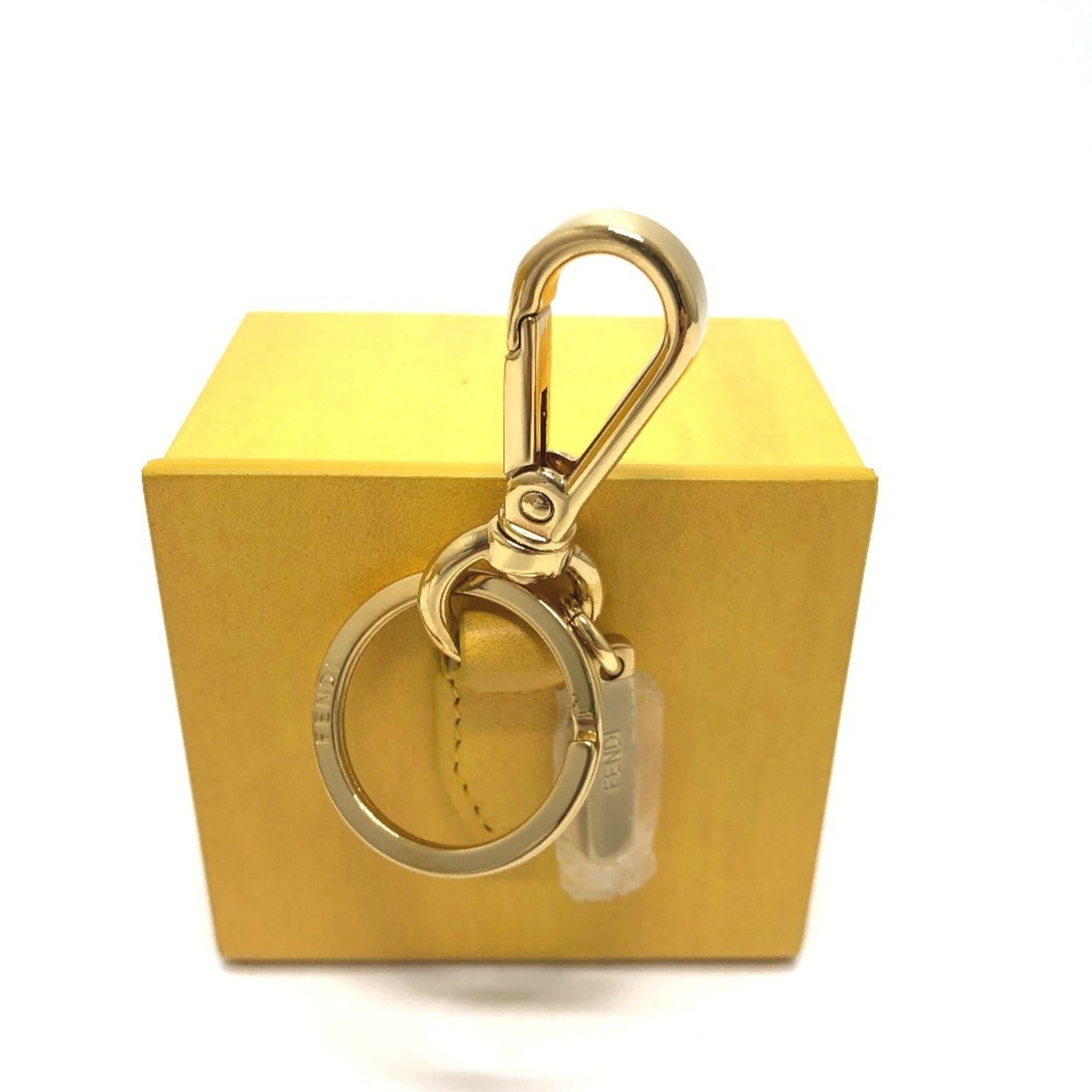 FENDI Accessory Box Charm Keychain Leather