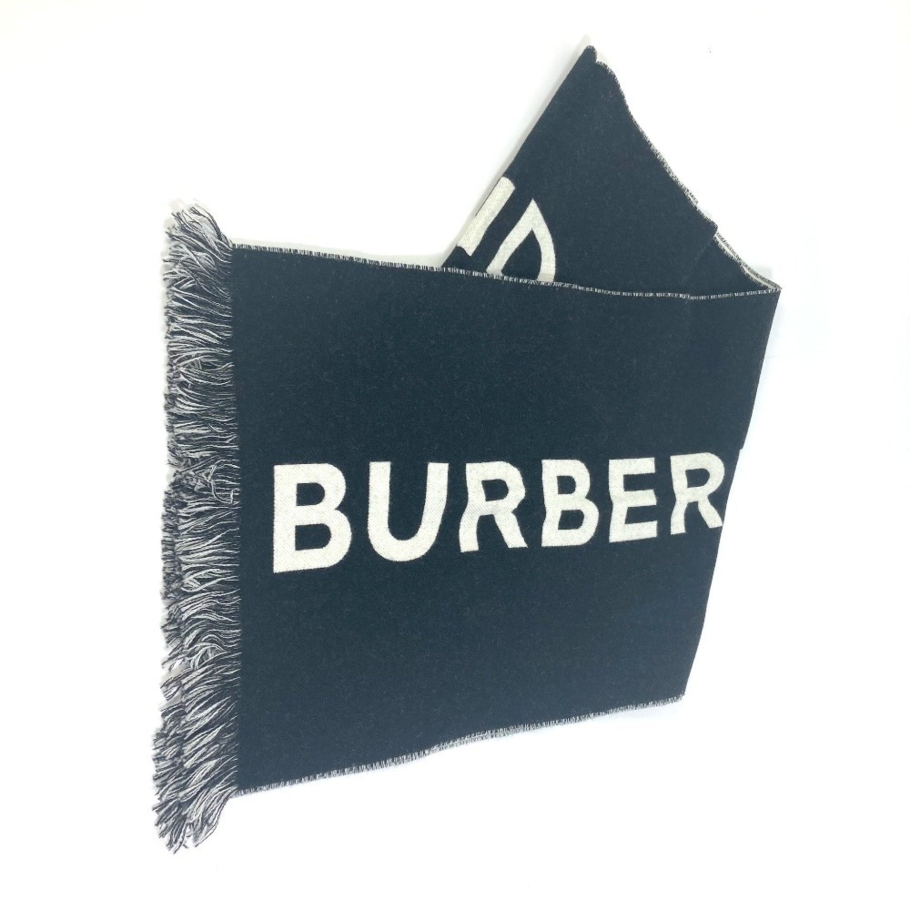 BURBERRY Bicolor Wool Scarf Black x White