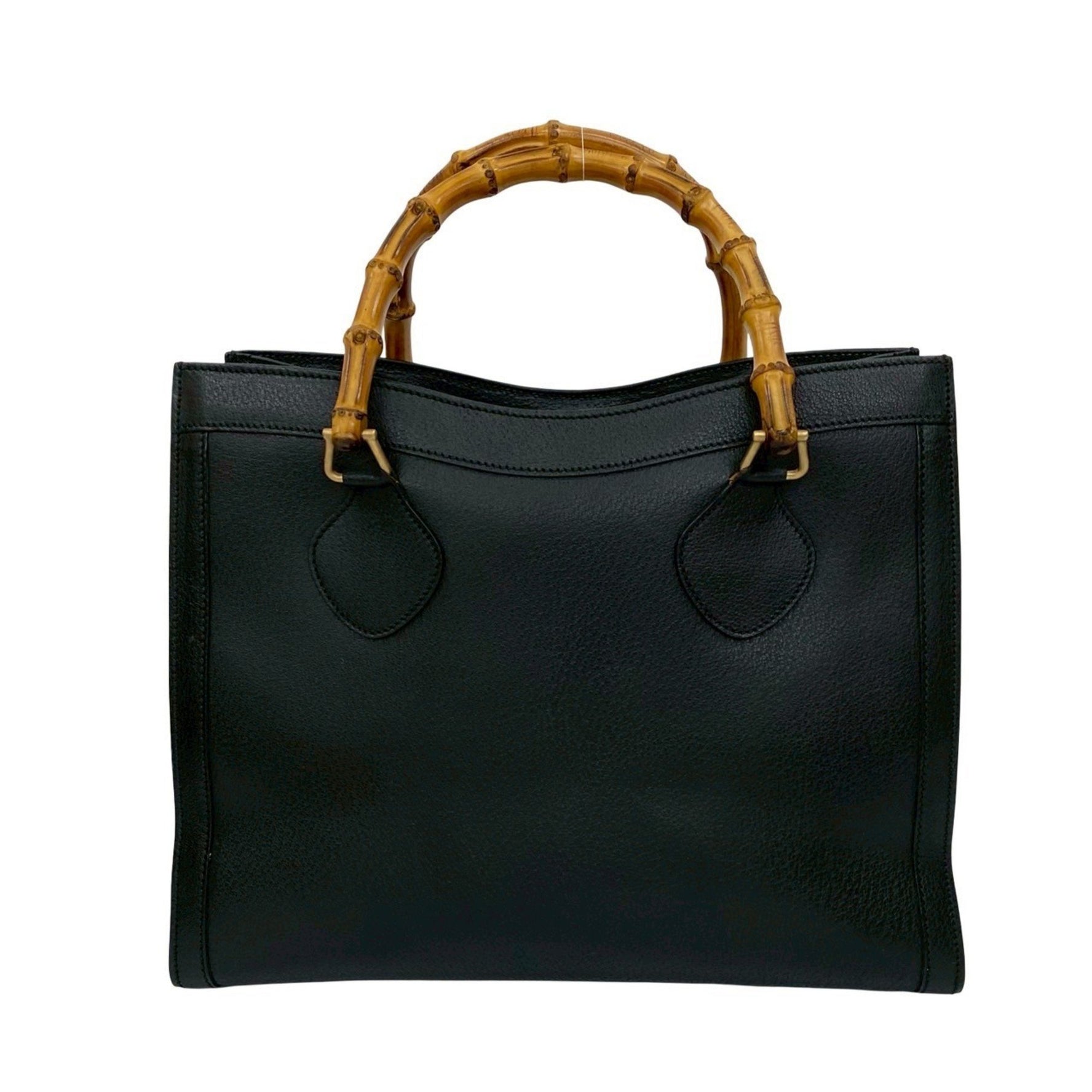 GUCCI Old Vintage Bamboo Leather Handbag Tote Bag