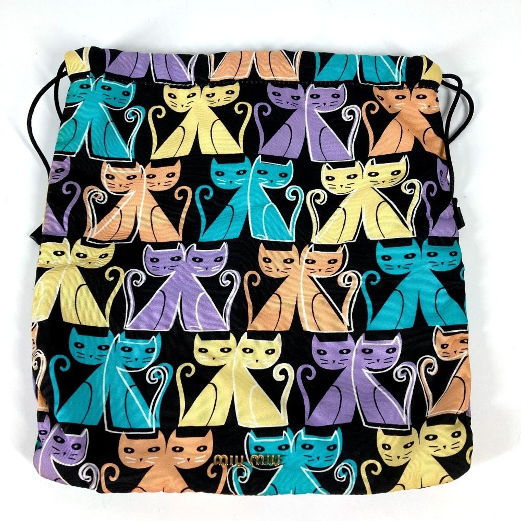Miu Miu MIU Cat Drawstring Pouch Makeup Multi-Pouch Nylon Multicolor