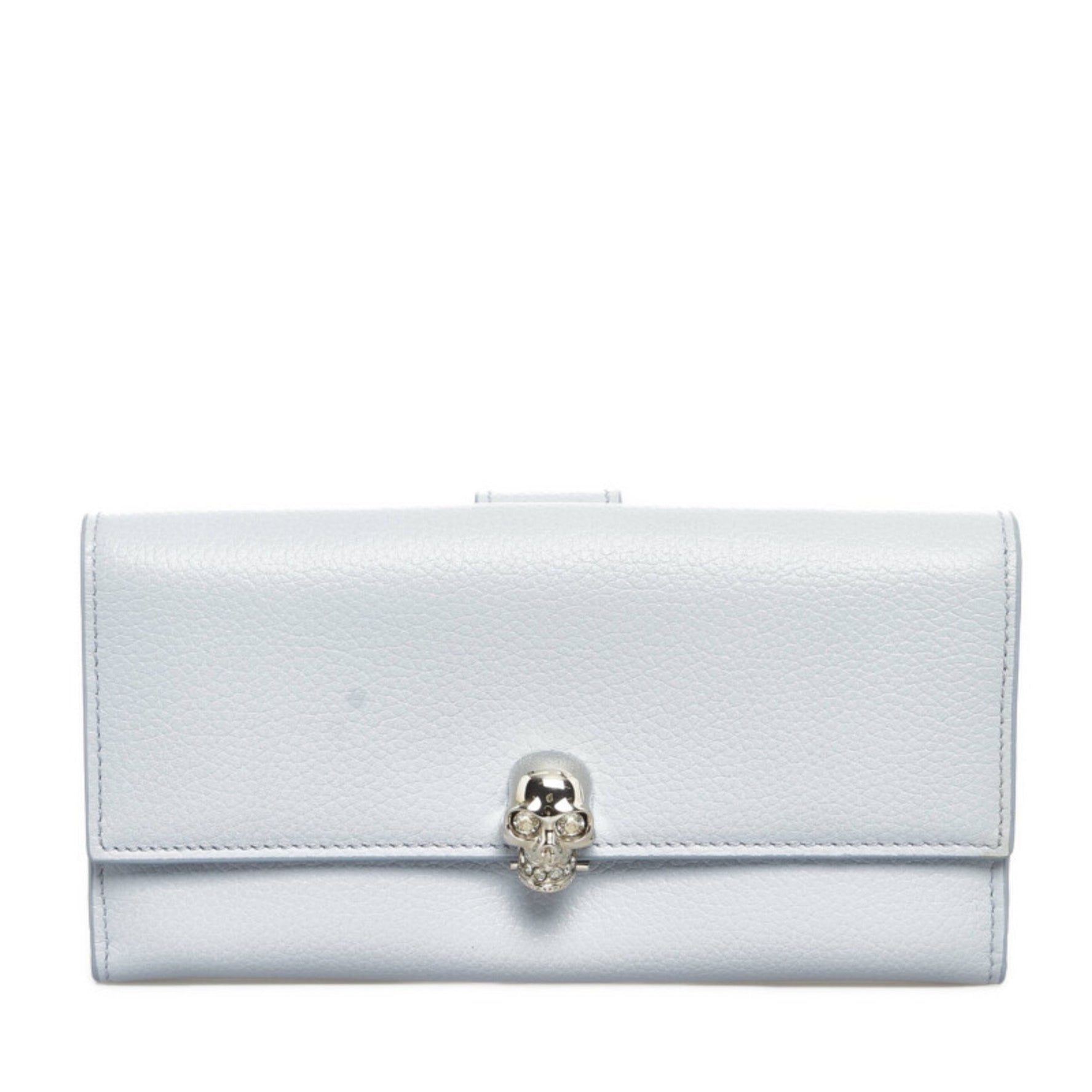 Alexander McQueen Skull Long Wallet Light Blue Leather