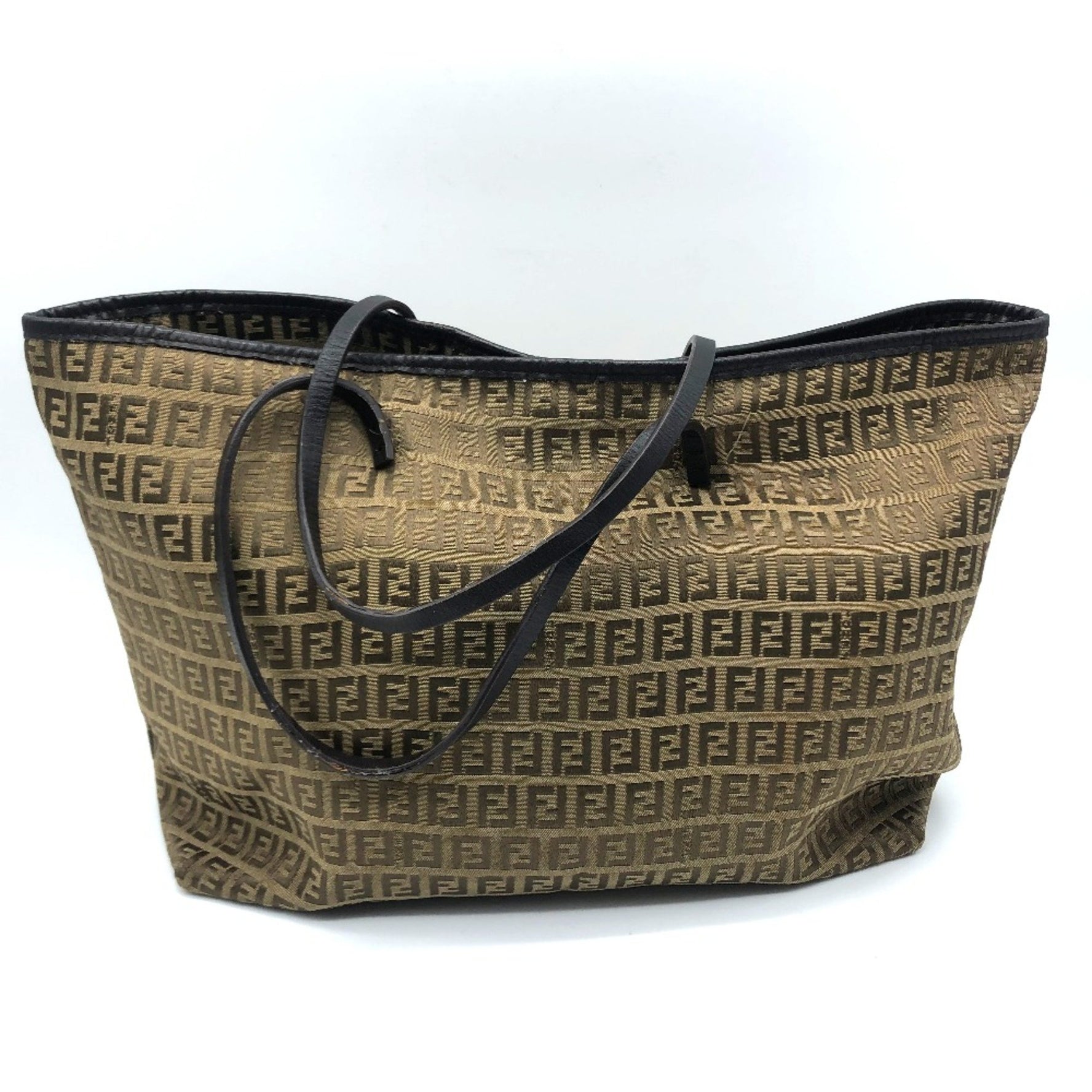 Fendi FF logo Zucca pattern bag shawl Tote Bag BeigeBased x BrownBased