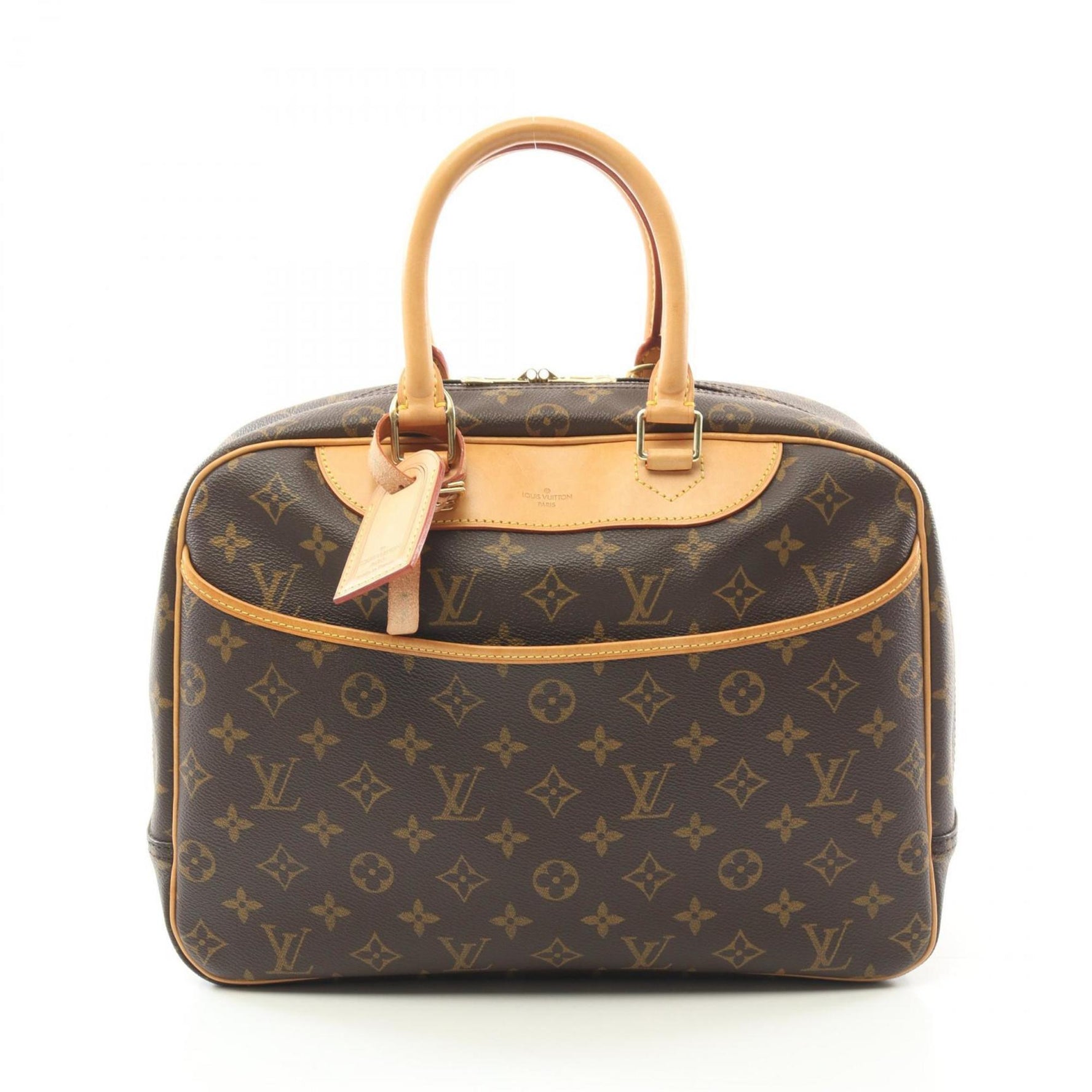 Louis Vuitton Deauville Bowling Vanity Handbag Coated Canvas Leather Monogram