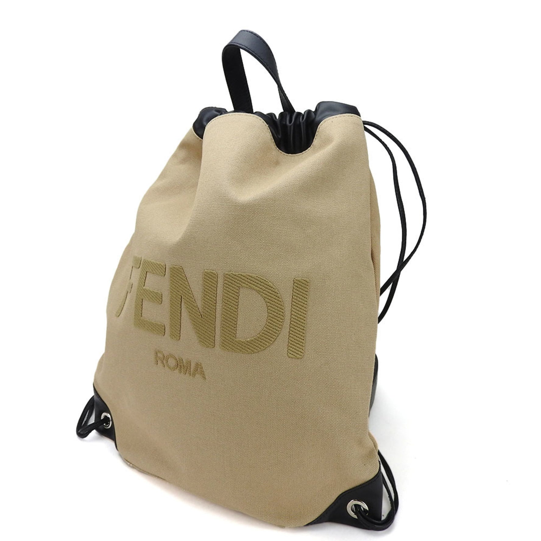 FENDI rucksack backpack canvas leather beige black ladies men
