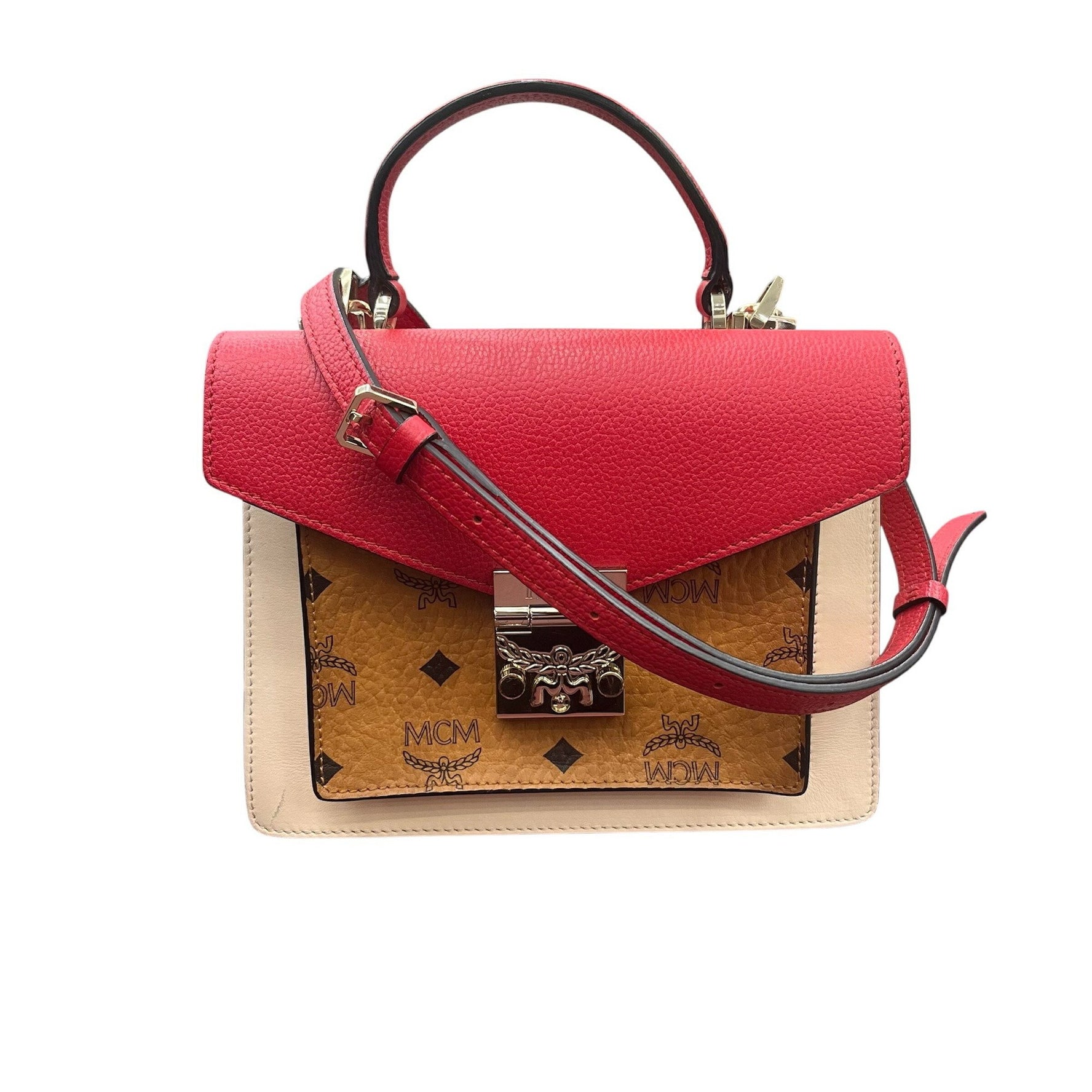 MCM Tracy handbag/shoulder bag in red and ivory