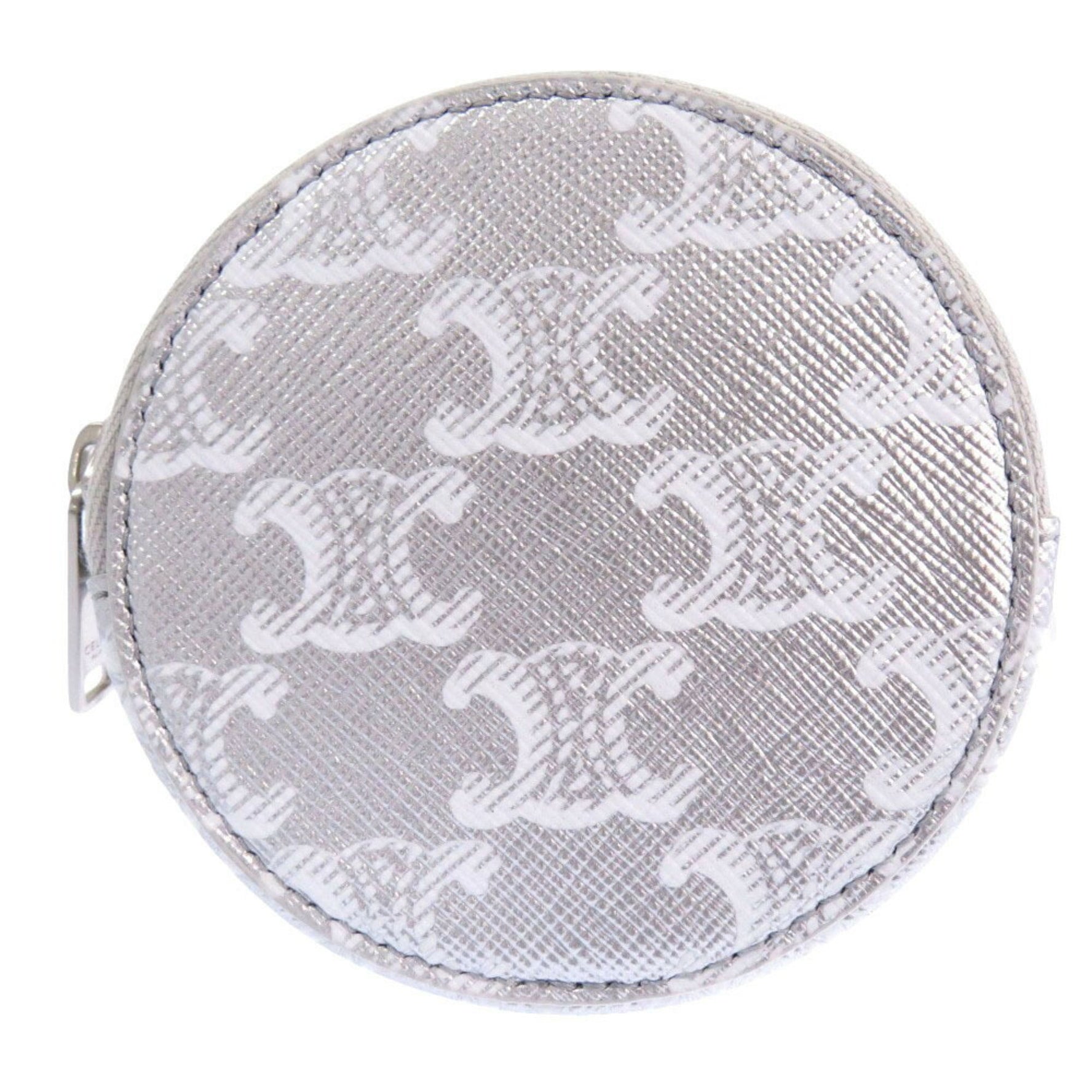 Celine Triomphe Leather Silver Coin Case