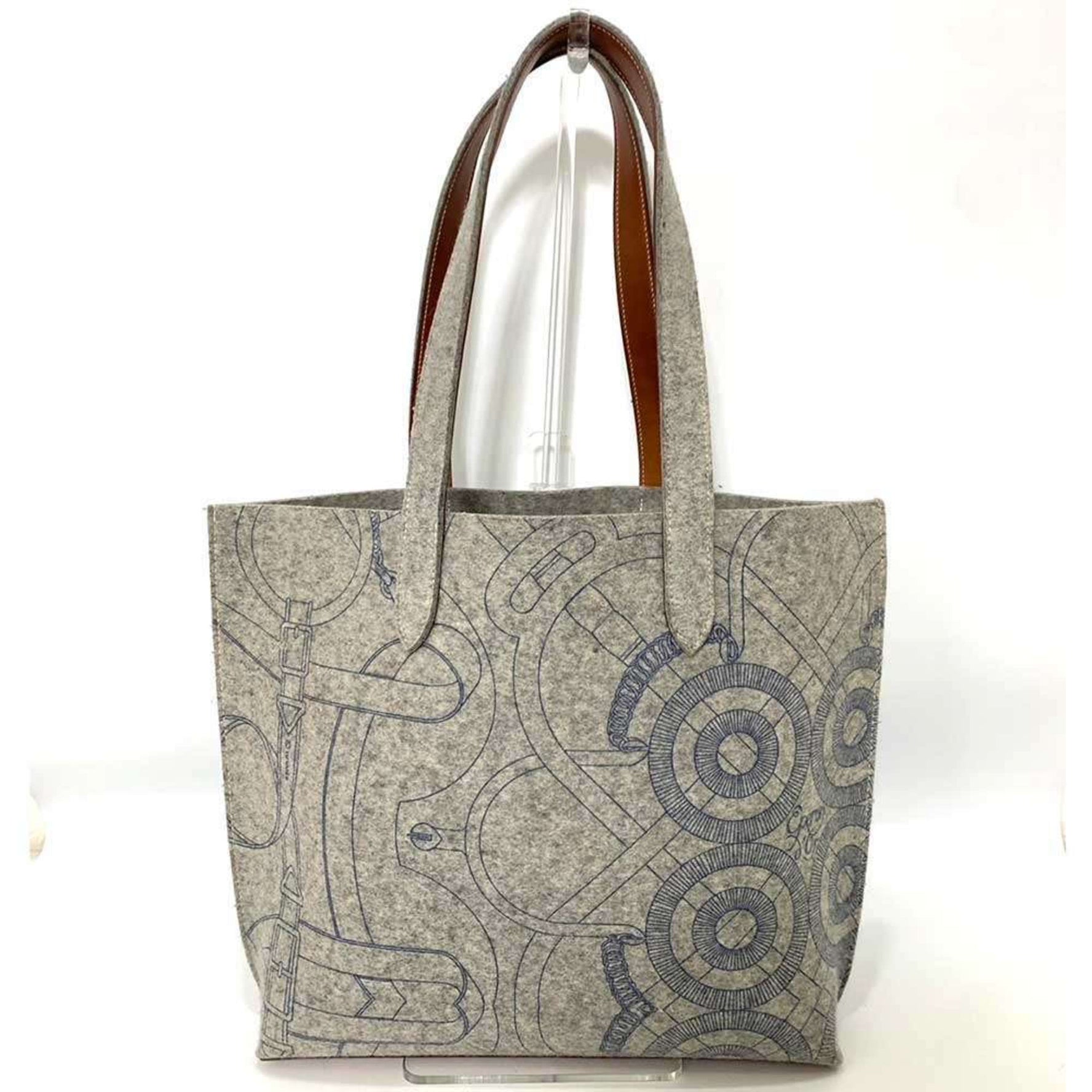 Hermes Bag Karimi MM Grey Tote and Men, Felt x Leather