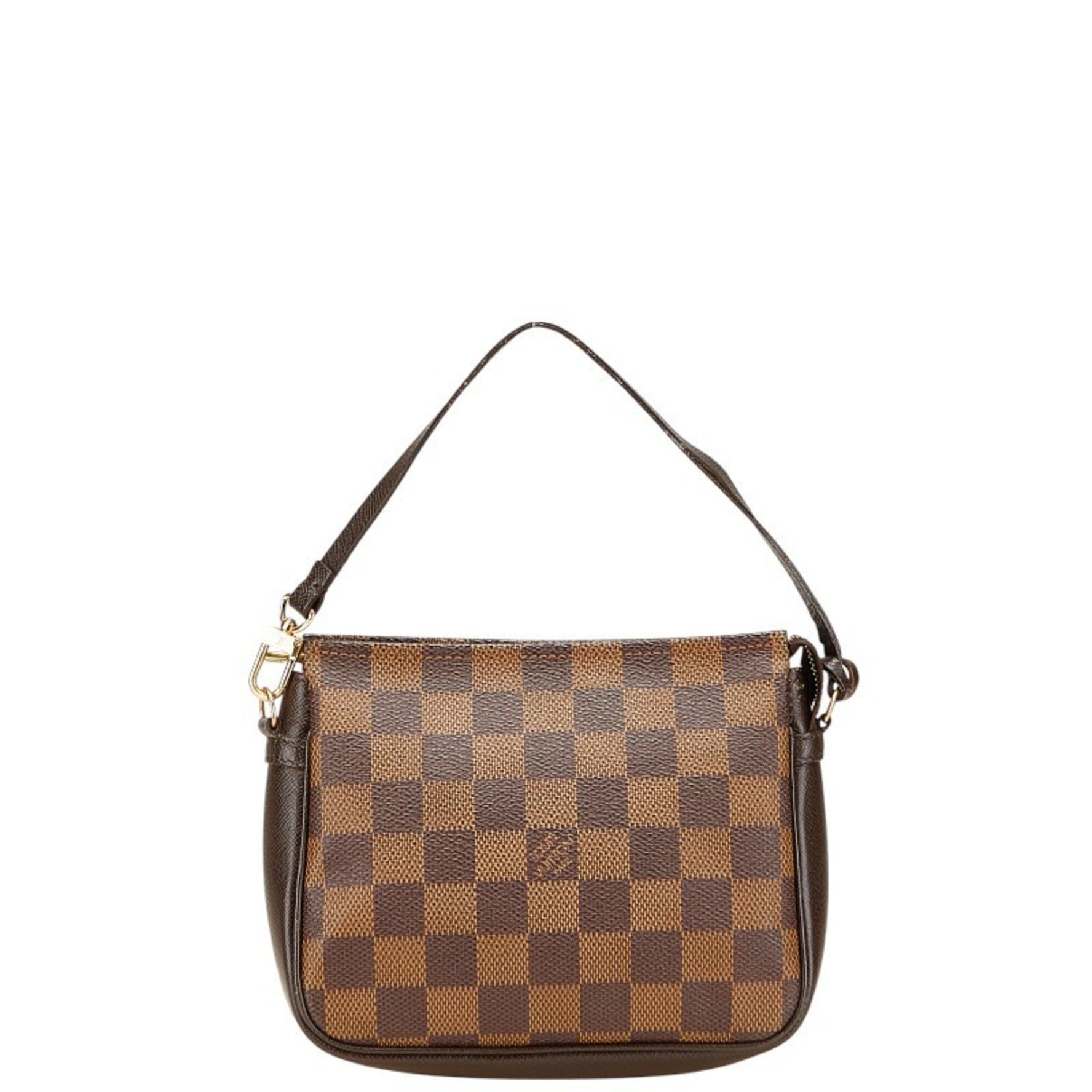 Louis Vuitton Damier Truss Makeup Pouch Handbag Brown Leather