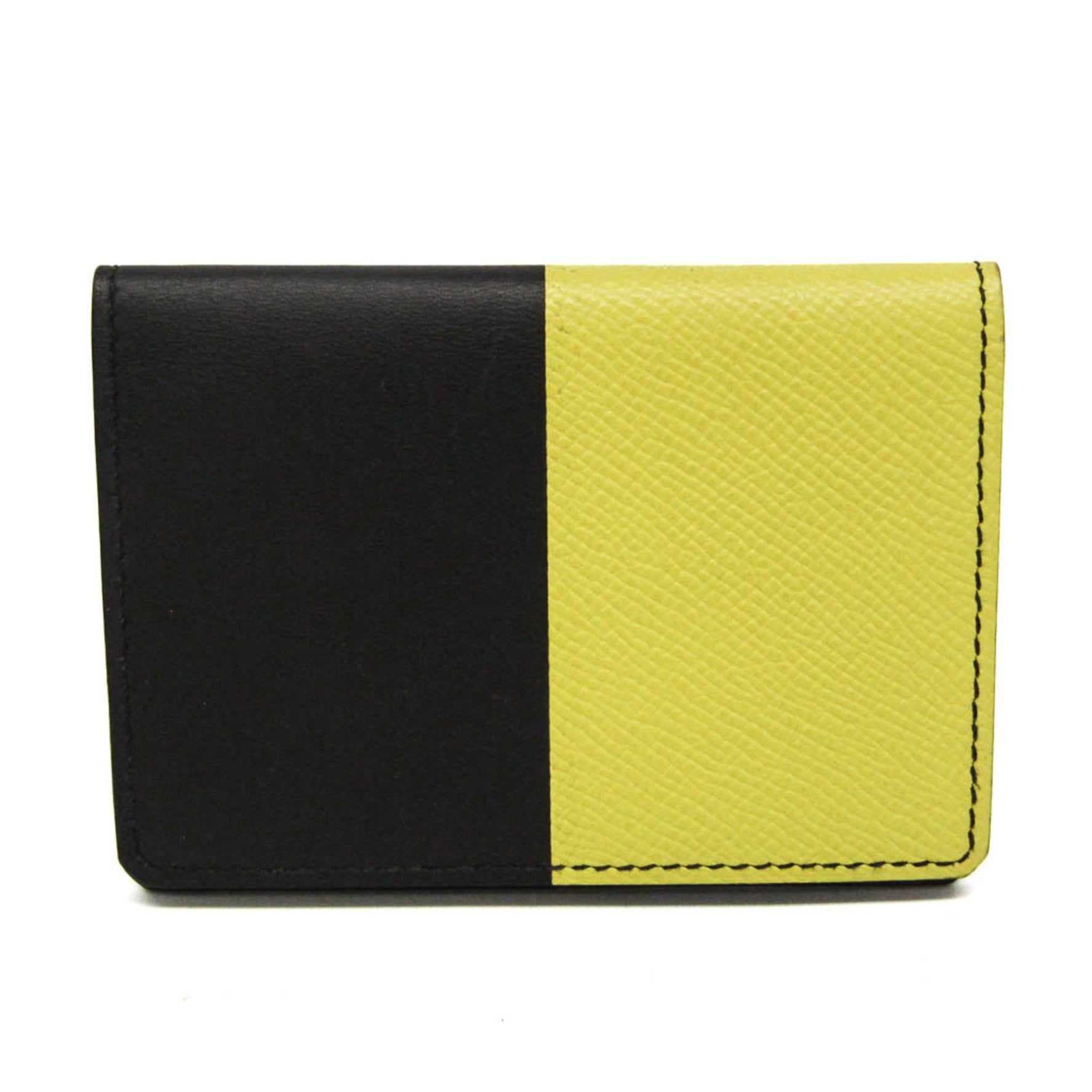 Hermes Manhattan Leather Card Case Black,Yellow