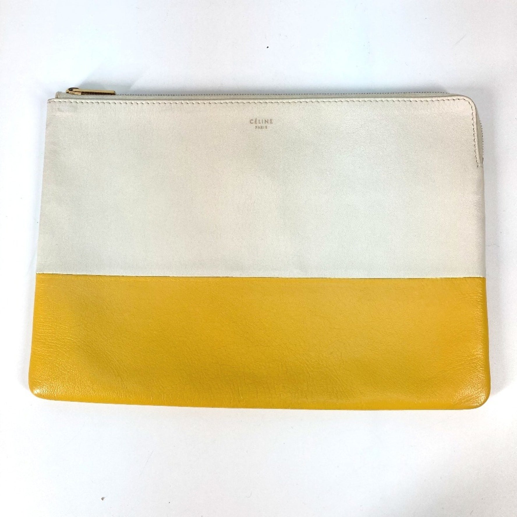 CELINE Bicolor Pouch Clutch bag x yellow