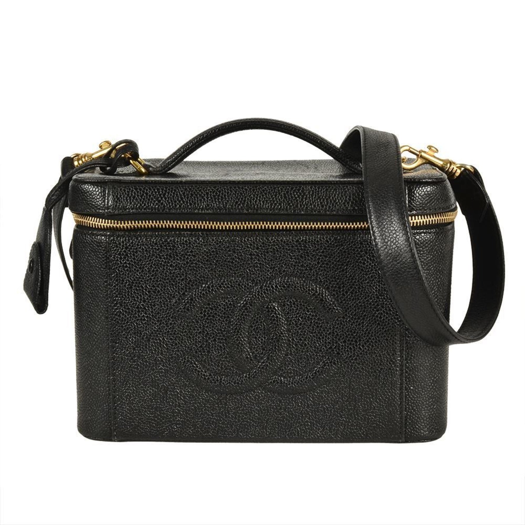 CHANEL Vanity Handbag Caviar Skin Coco Mark