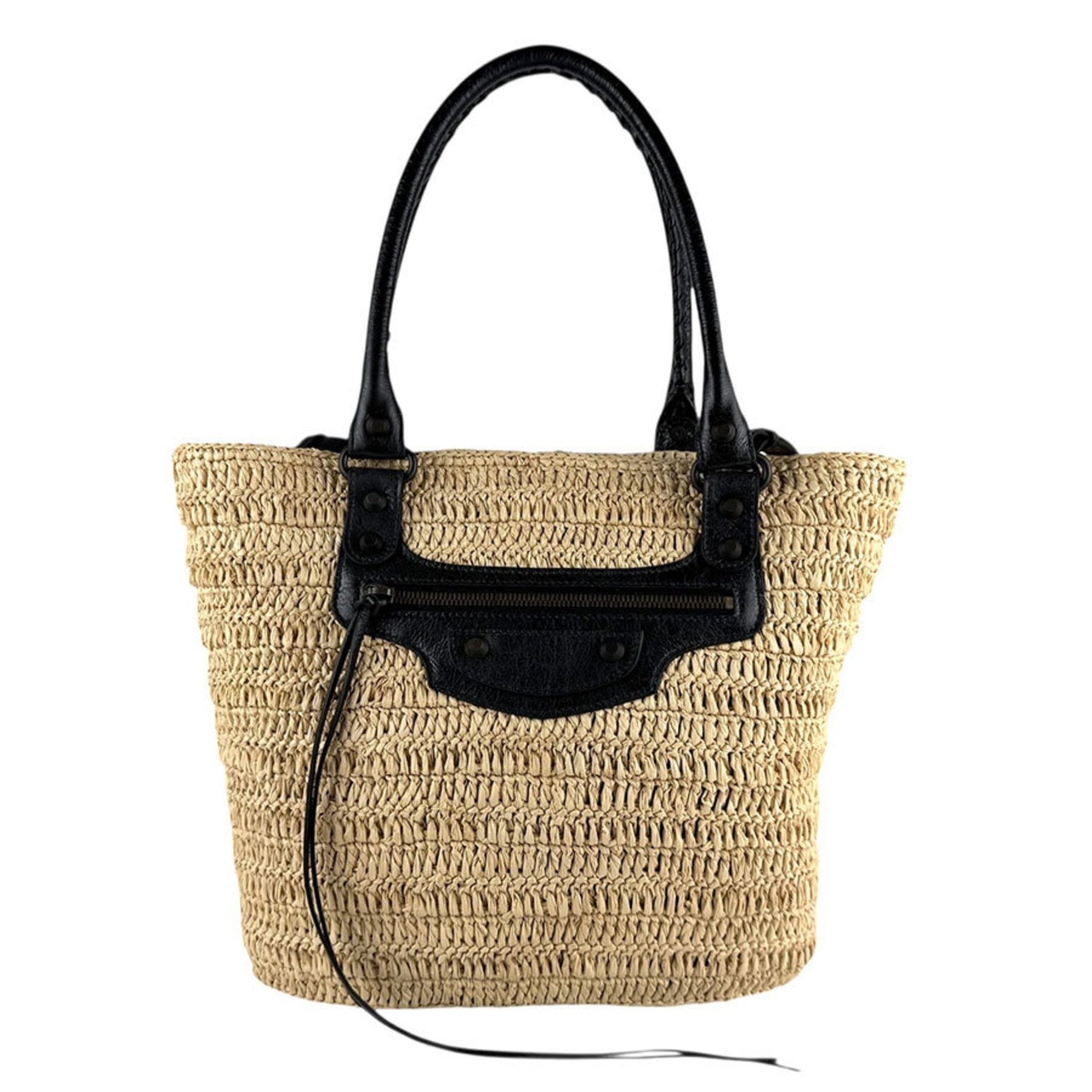 Balenciaga City Basket Shoulder Bag, Black/Natural