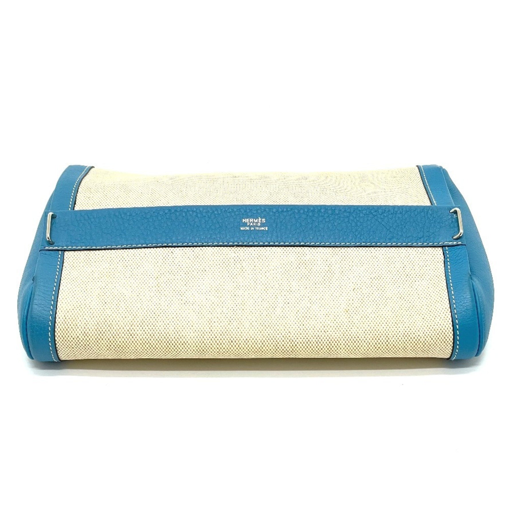 HERMES Equi Pouch Bag/Clutch Bag in Toile H/Clemence Blue Paradise