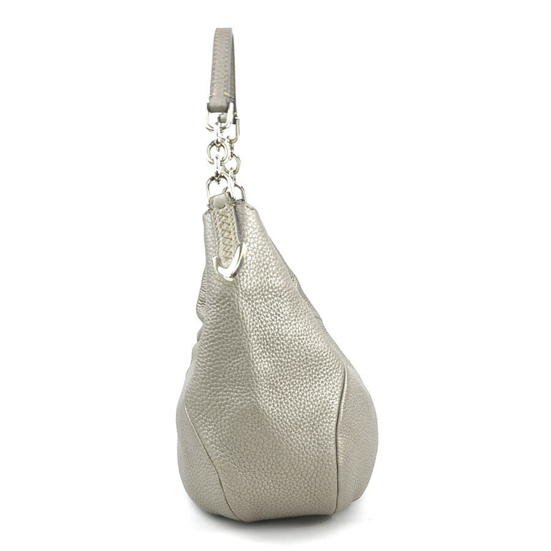 FENDI Shoulder Bag Selleria Leather Gold Grey Silver