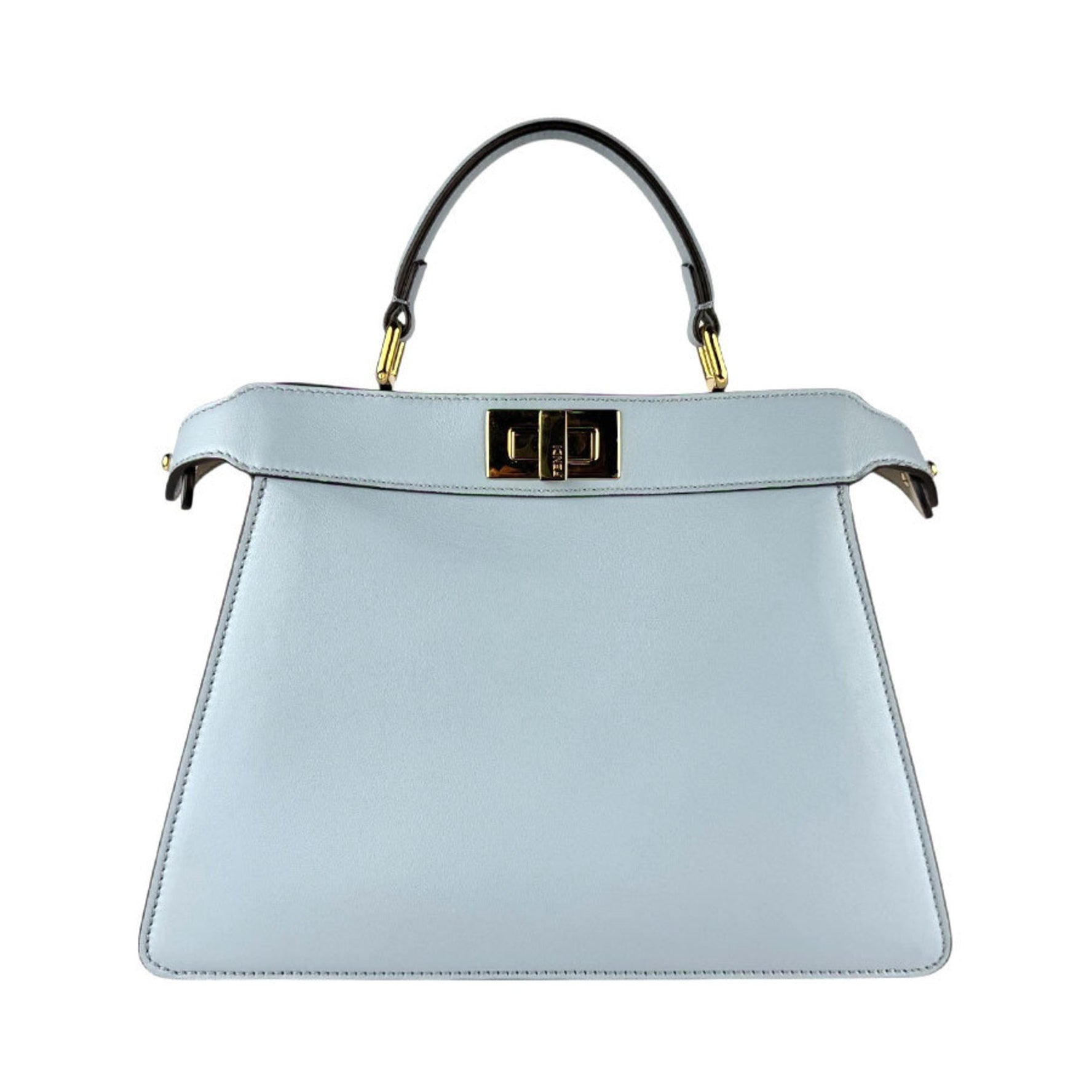 Fendi ISeeU Peekaboo Handbag Shoulder Bag in Light Blue and Gold Leather