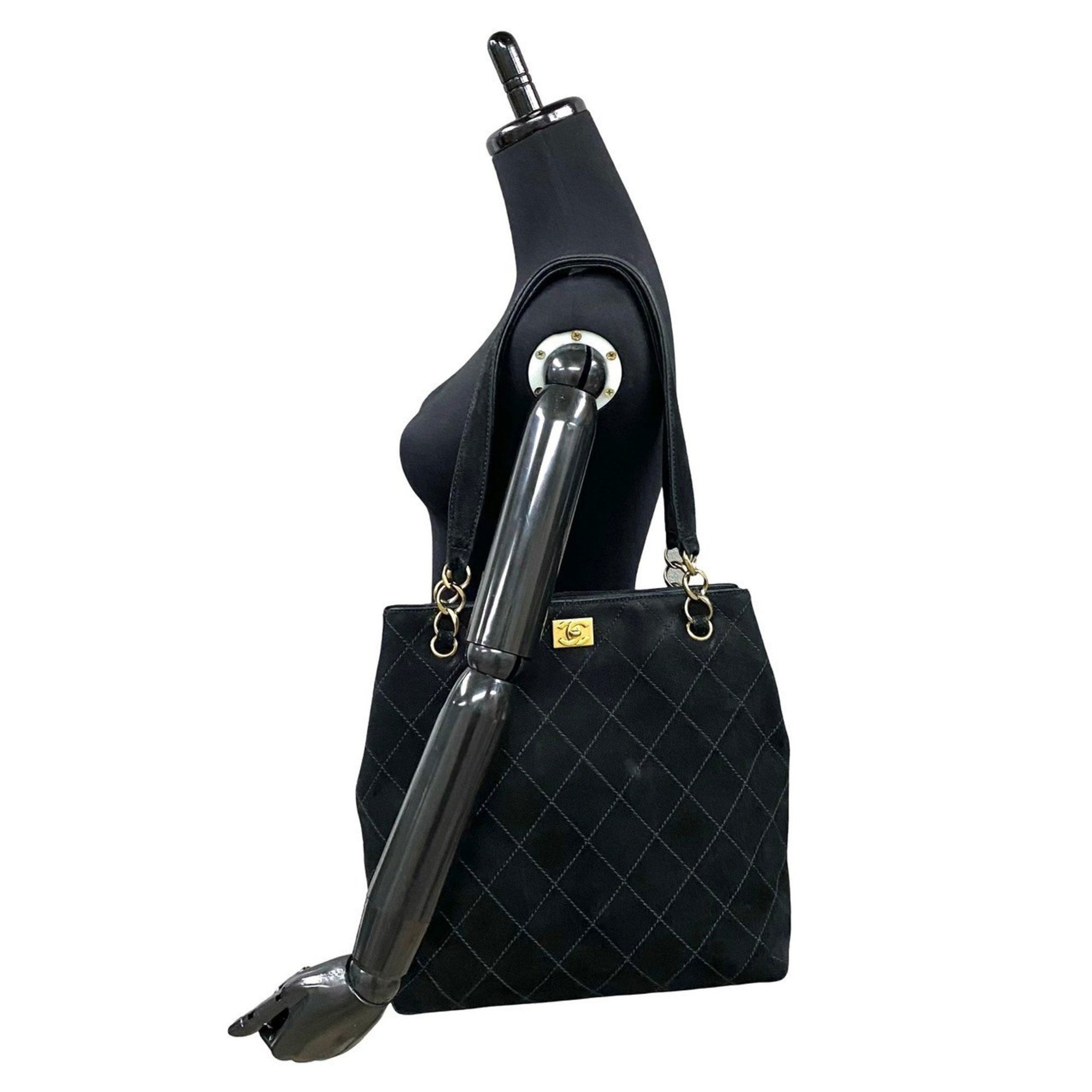 CHANEL Coco Mark Nubuck Leather Chain Tote Bag, Semi-Shoulder Handbag