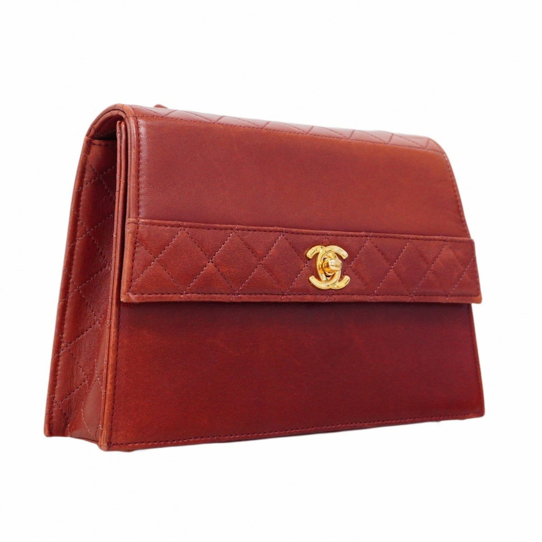 Chanel Matelasse Shoulder Bag with Chain Bag, Lambskin, Red