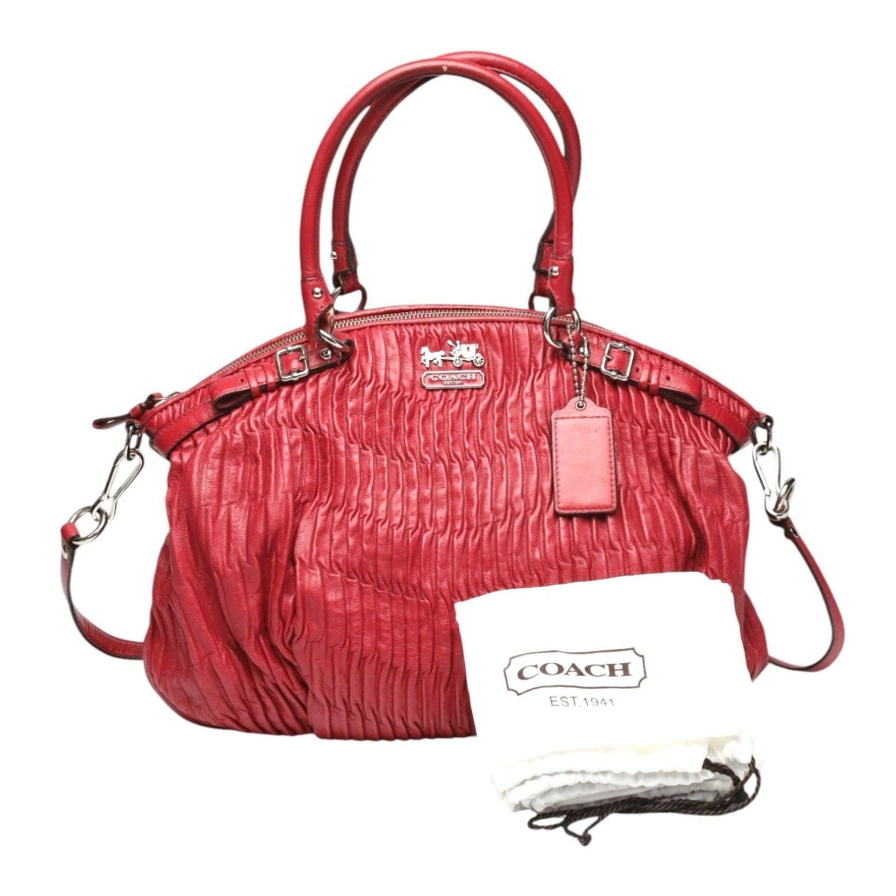 COACH handbag shoulder bag Madison Gathered Leather Bag Red