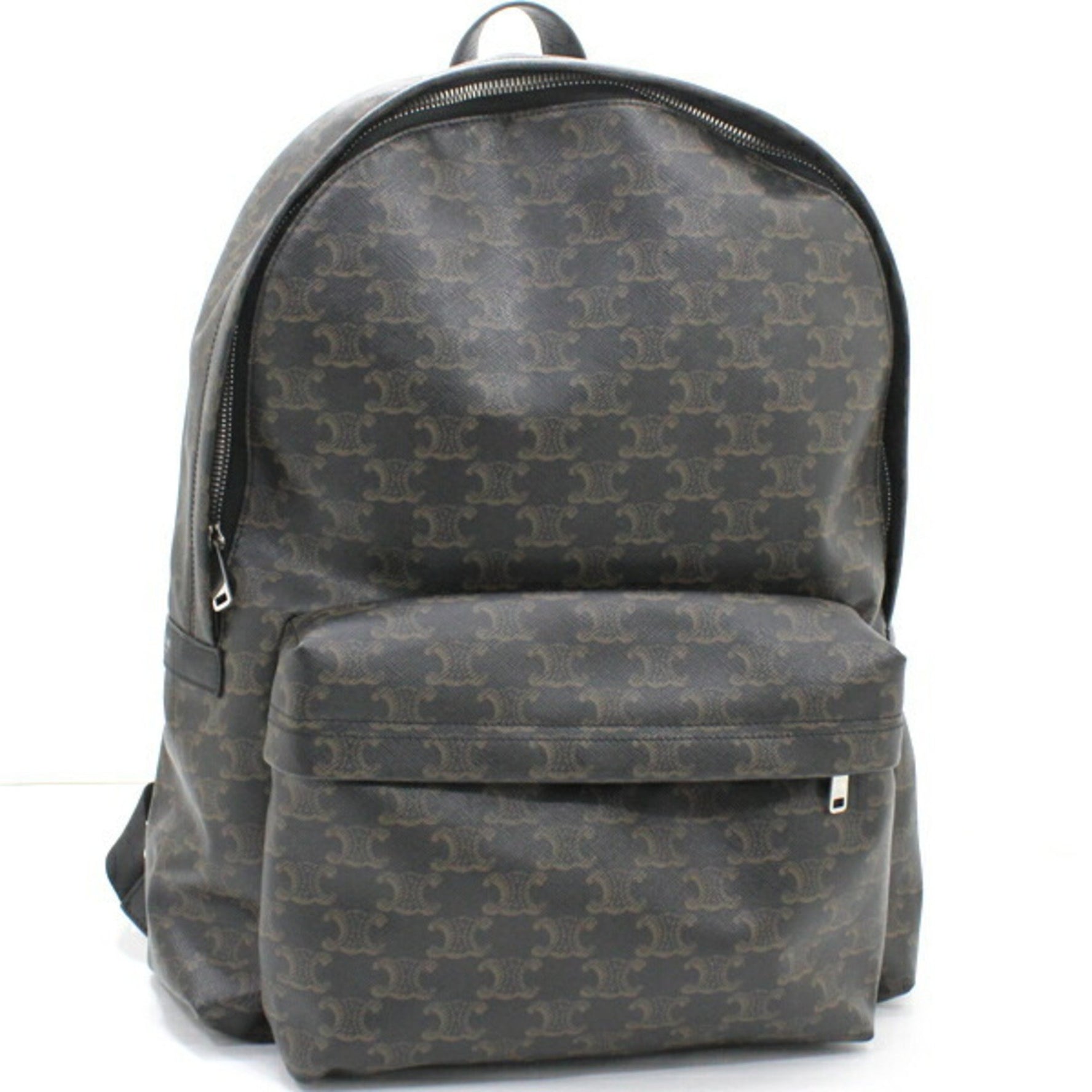 CELINE Backpack Triomphe Canvas Black Brown Rucksack Men's