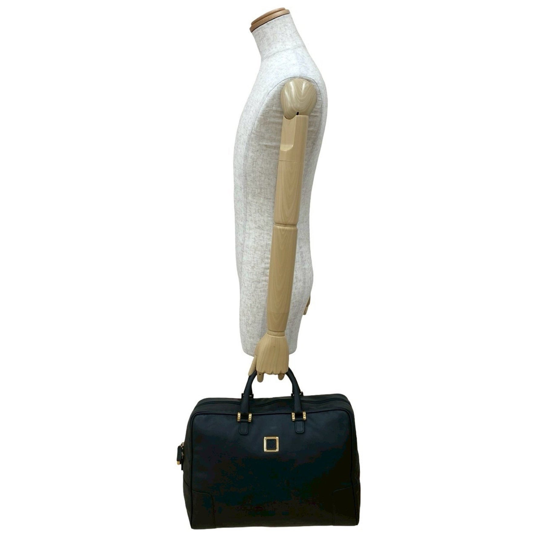 LOEWE Anagram Logo Metal Embossed Leather Boston Bag/Handbag in