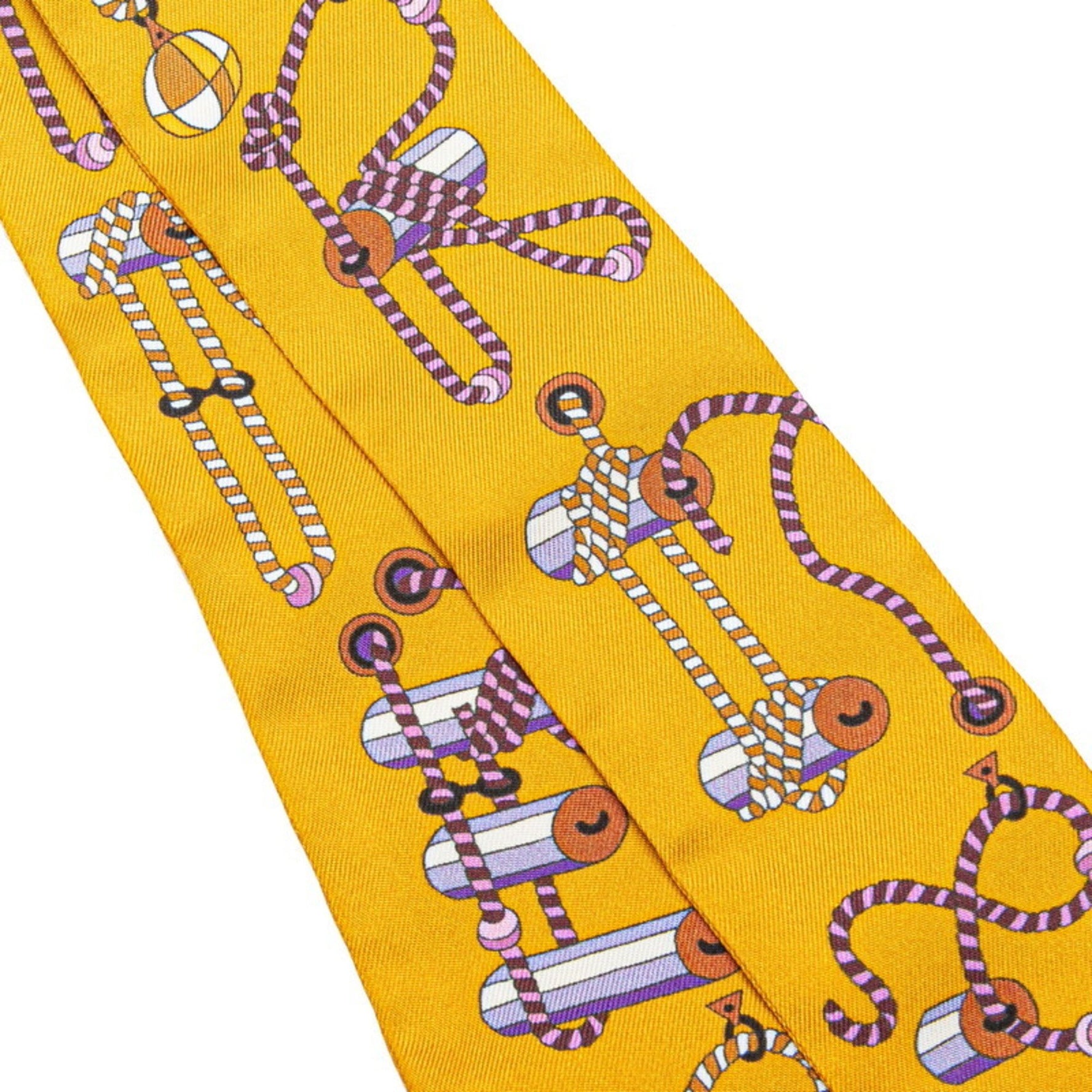 Hermès Twilly Cordage Scarf, Orange, Purple, Multicolor, Silk, HERMES