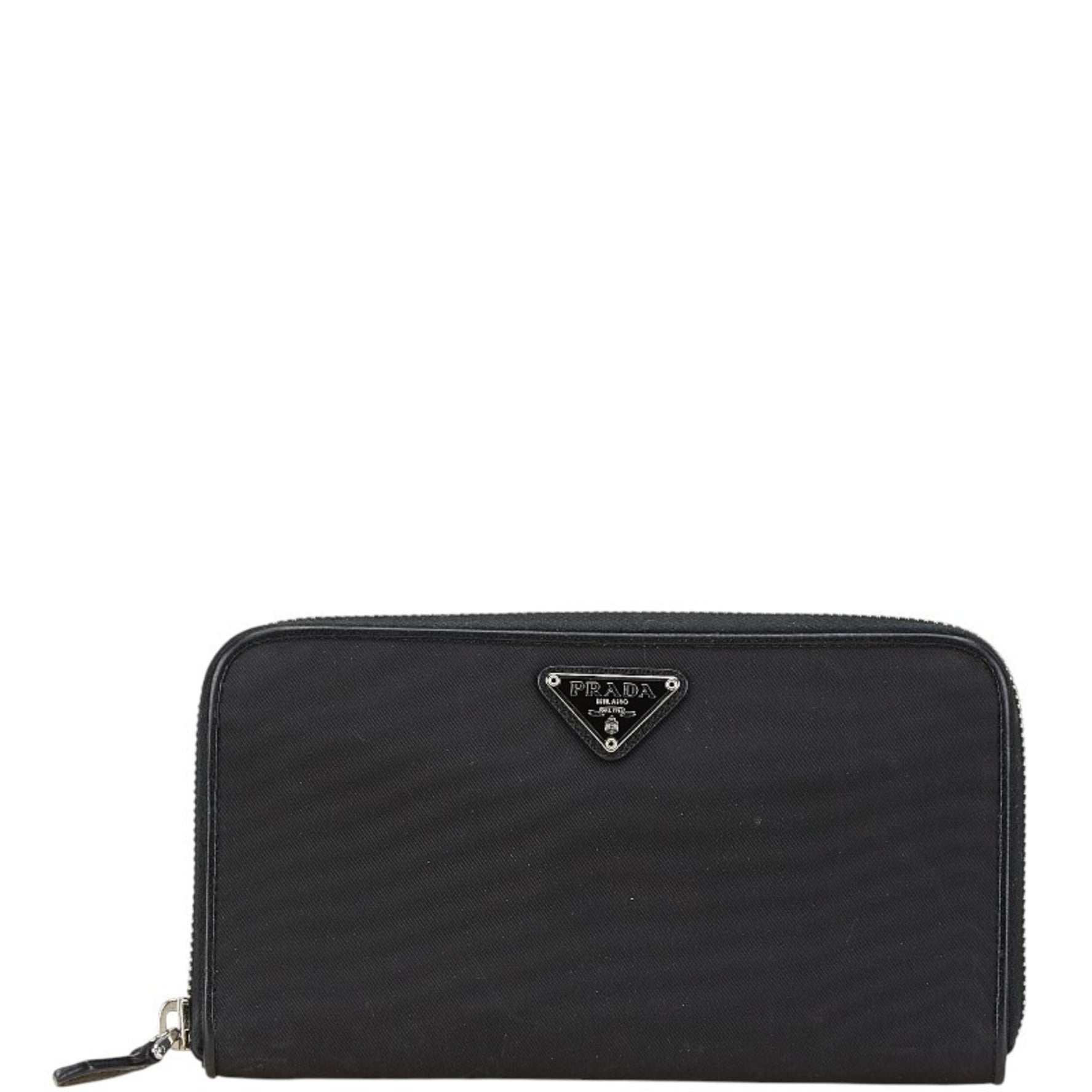 Prada Triangle Plate Long Wallet Nylon Leather