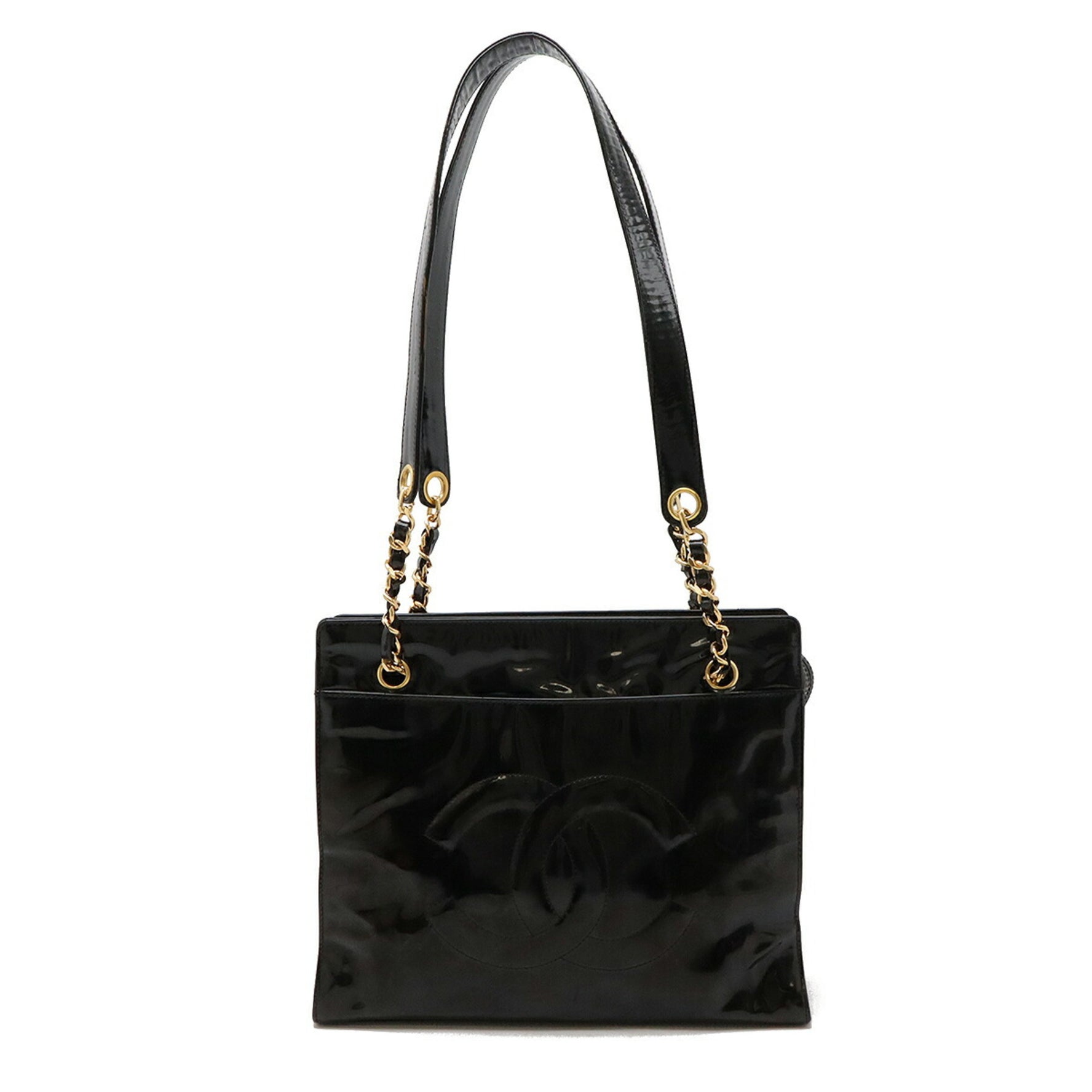 CHANEL Coco Mark Chain Shoulder Bag Tote Patent Leather