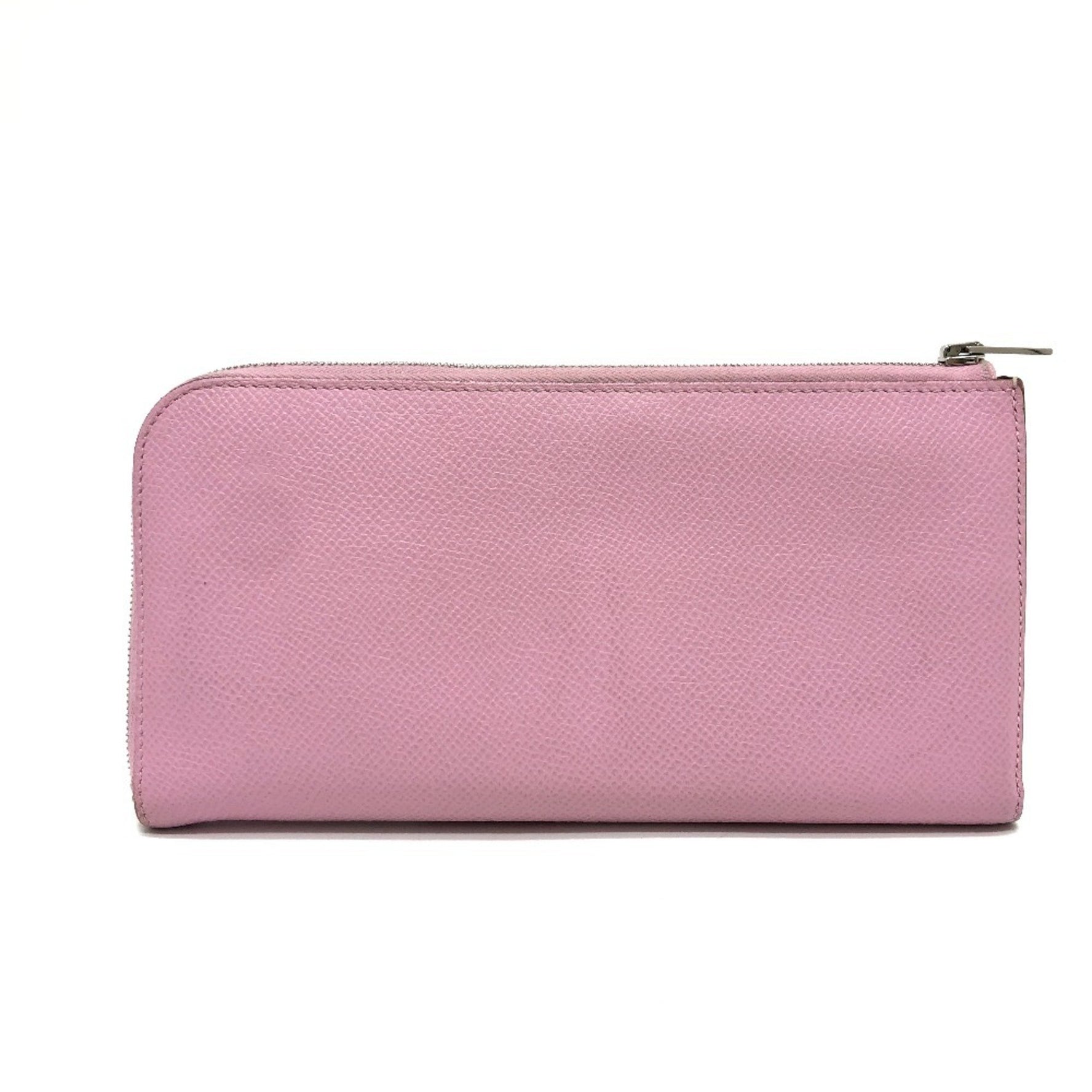 HERMES Remix Combine Duo Long Wallet Epson Mauve Sylvestre x Lime Pink