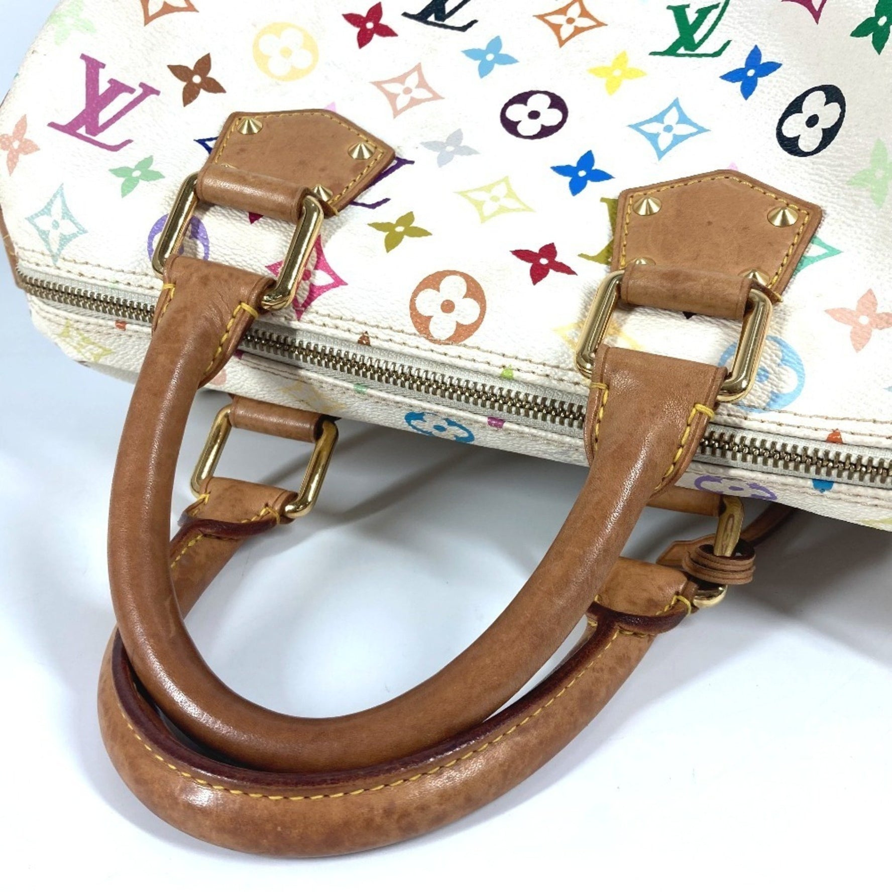 LOUIS VUITTON M92643 Monogram Multicolor Speedy 30 Bag Mini Boston Handbag Canvas Women's Blanc White