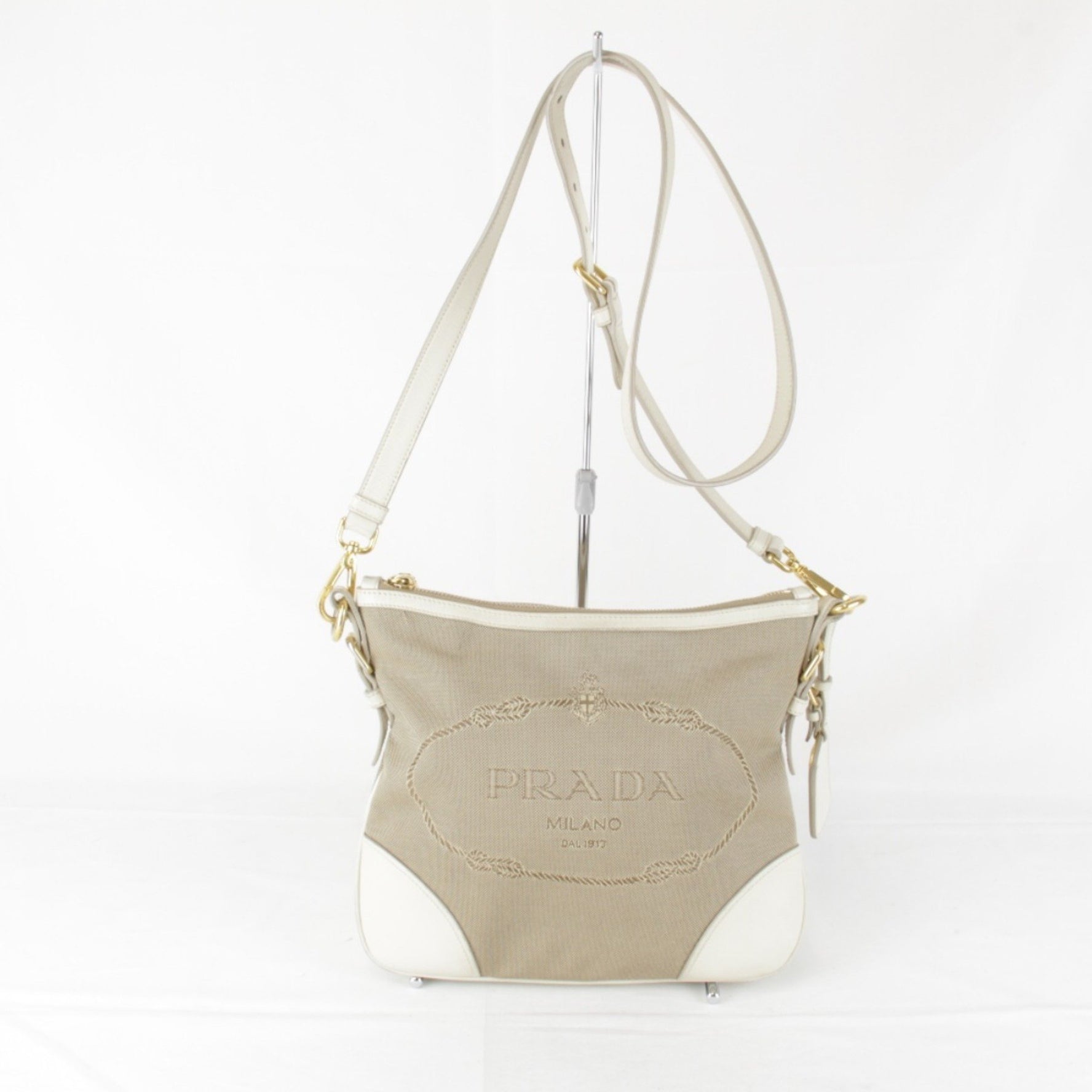 PRADA Jacquard Shoulder Bag Canvas