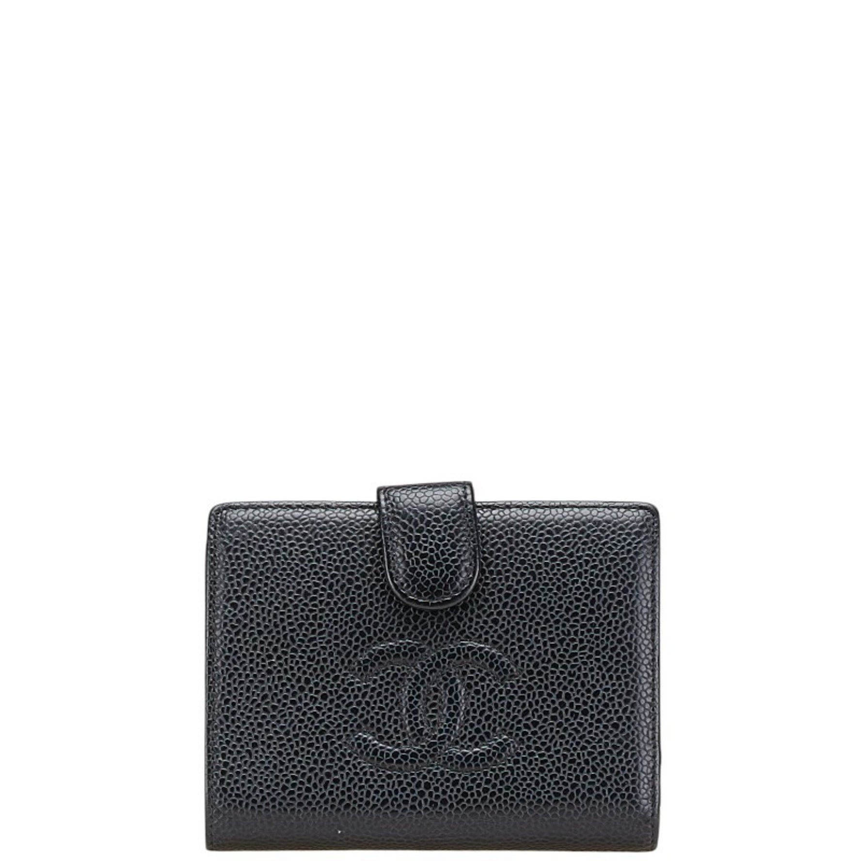 CHANEL Coco Mark Clasp Bifold Wallet in Caviar Leather