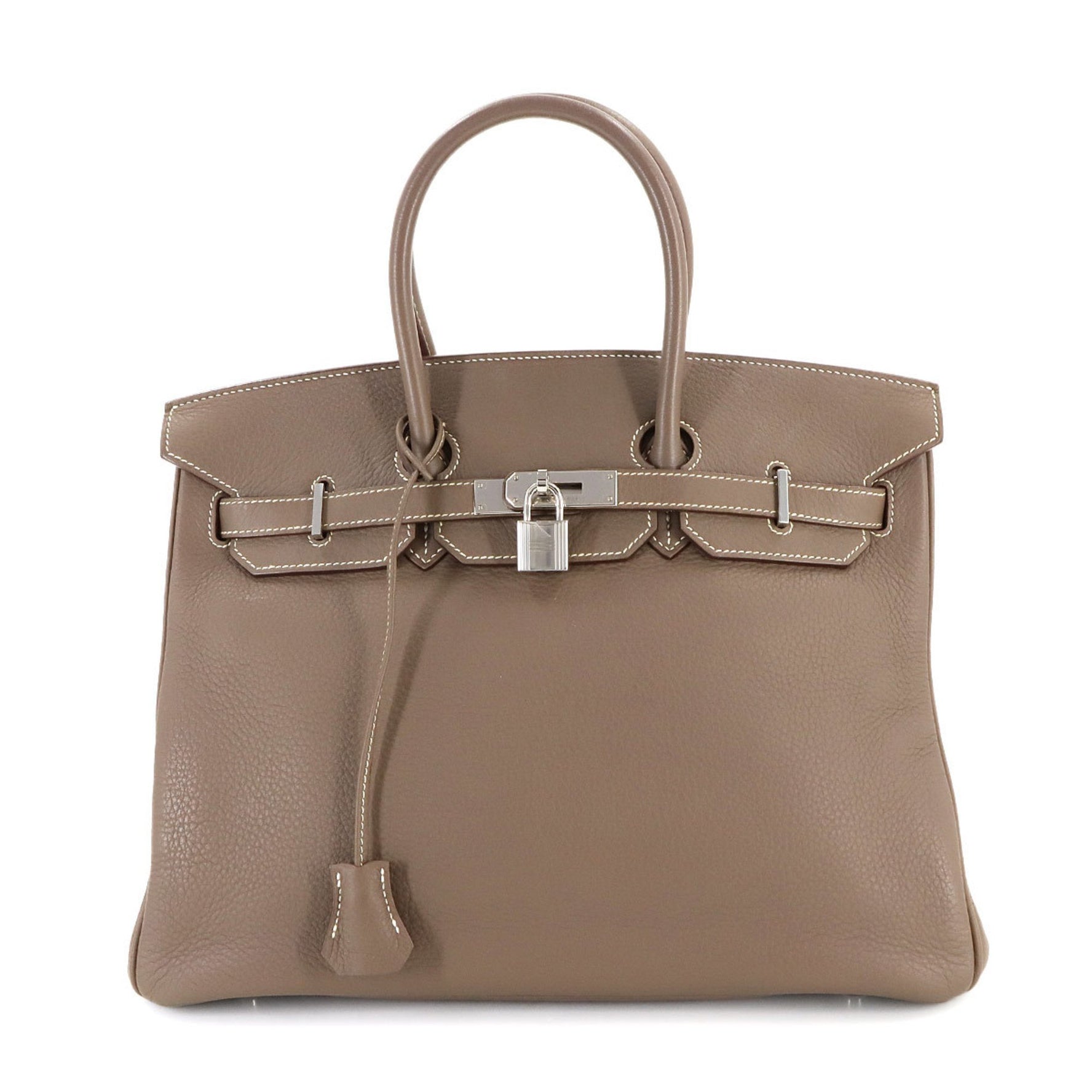 Hermes Hermès Birkin 35 Togo Etoupe Handbag, Silver Hardware, Stamped with "M"