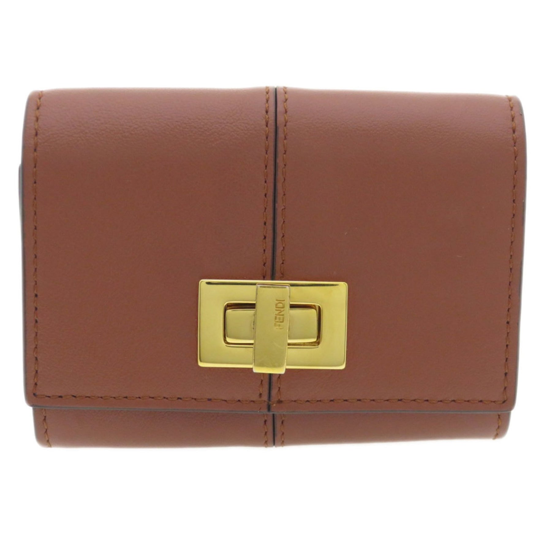 Fendi metal business card holder/card case in calf leather