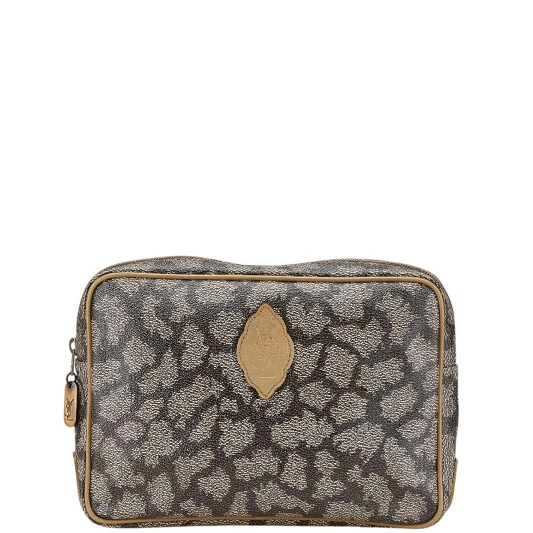 Saint Laurent Giraffe Clutch Bag Second Beige Brown Leather