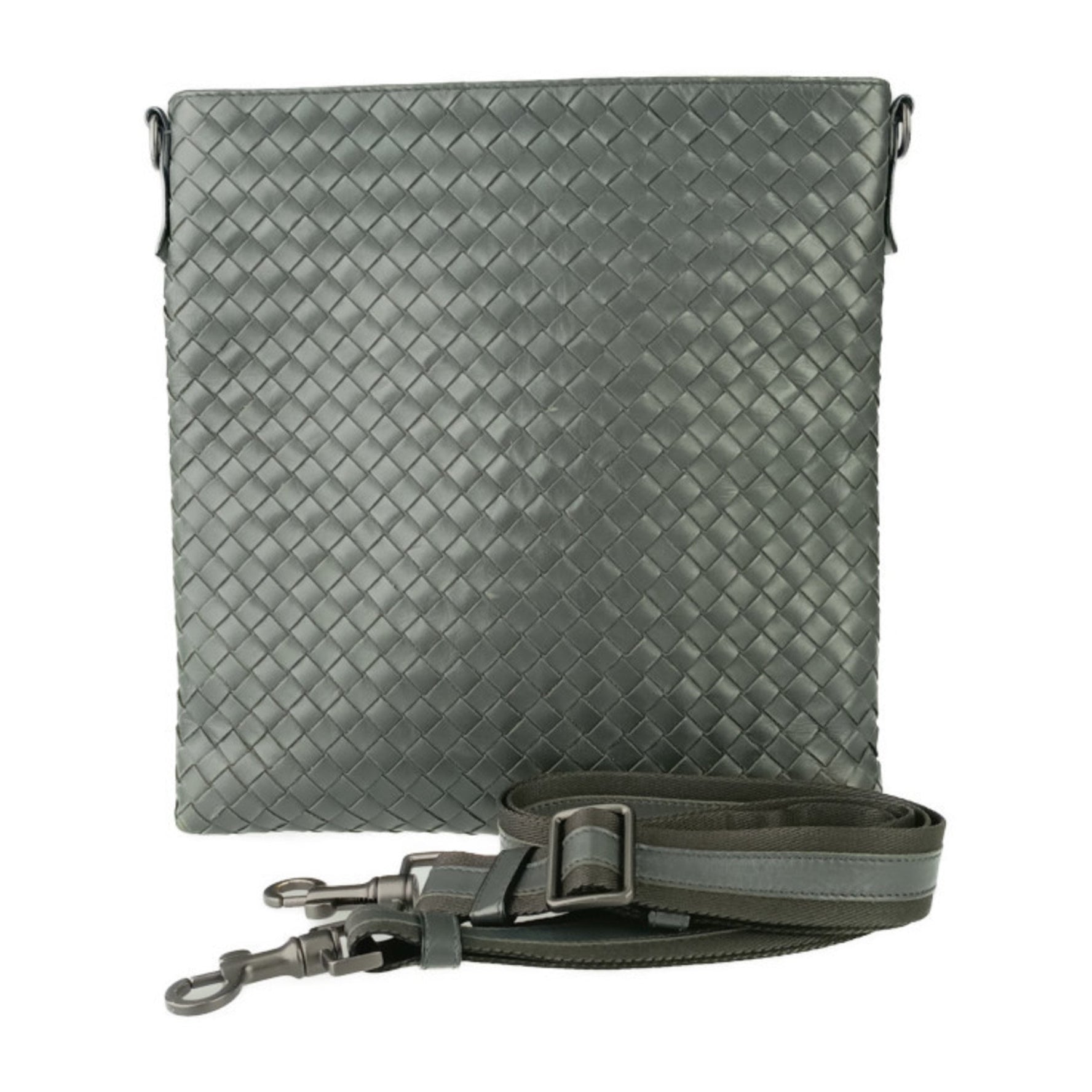 BOTTEGA VENETA Bottega Veneta Shoulder Bag Intrecciato Grey Calf Leather Men's Crossbody