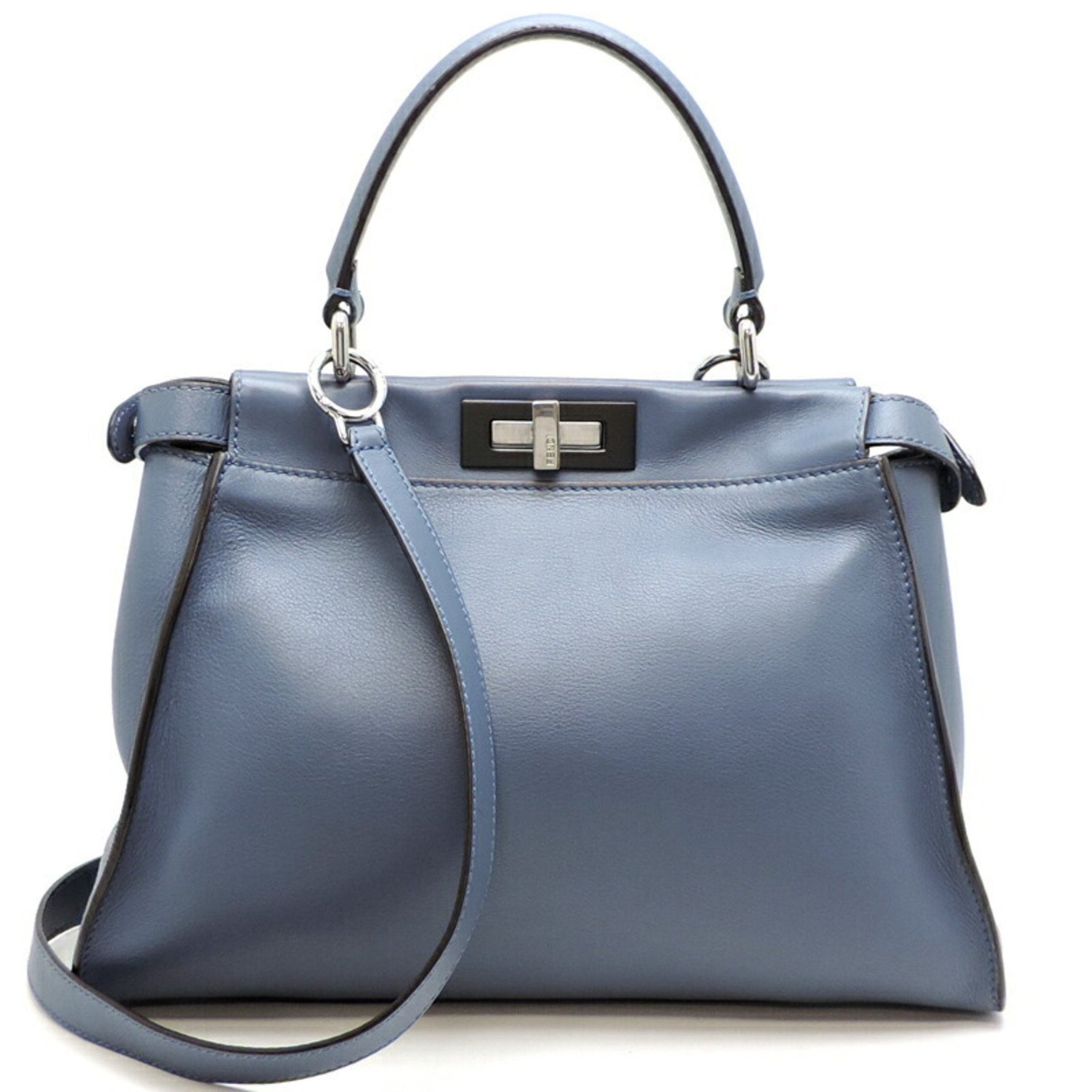 Fendi Peekaboo Medium and Men's Handbag Leather Myrtle (Blue)