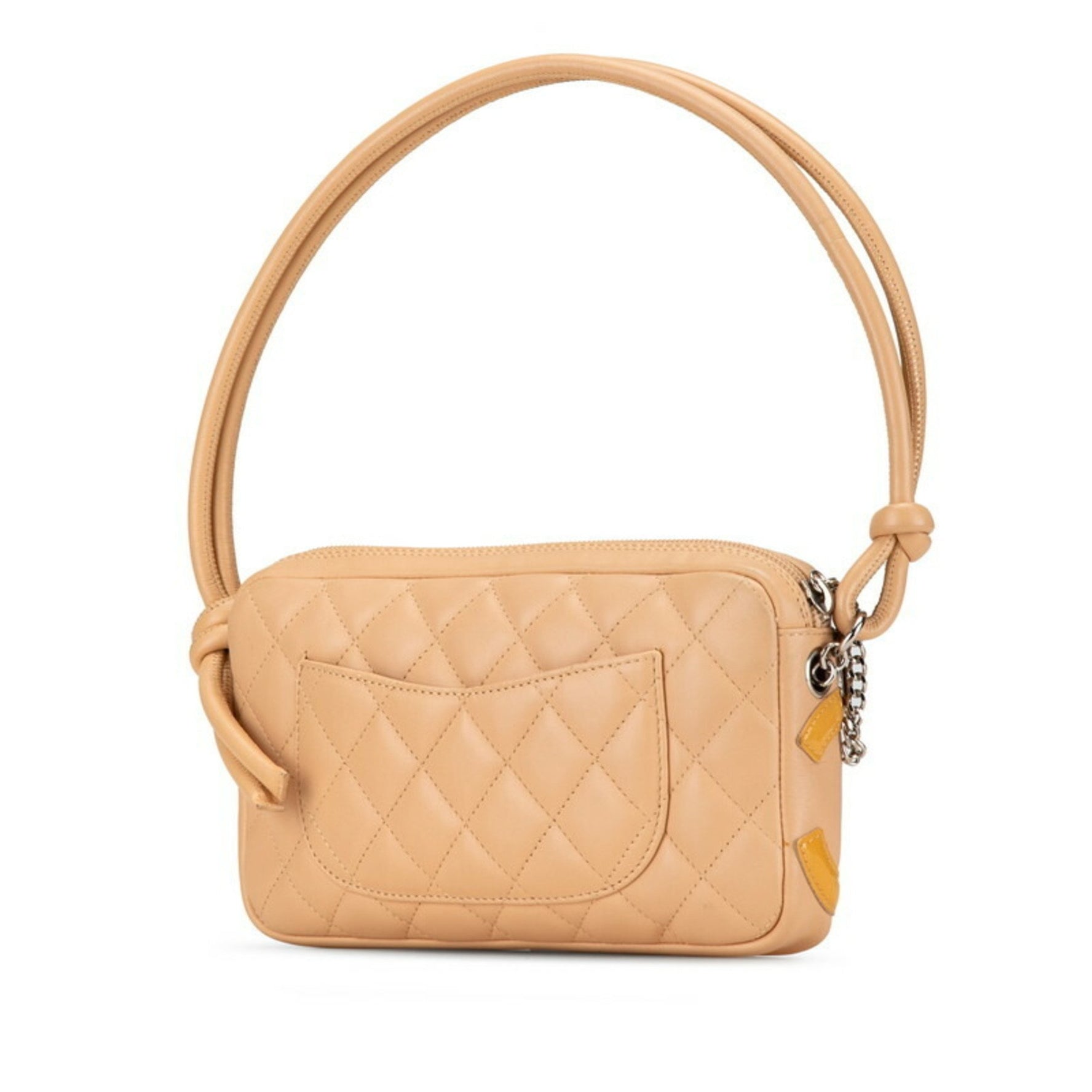 Chanel Cambon Coco Mark Handbag Shoulder Bag Beige Yellow Leather Enamel