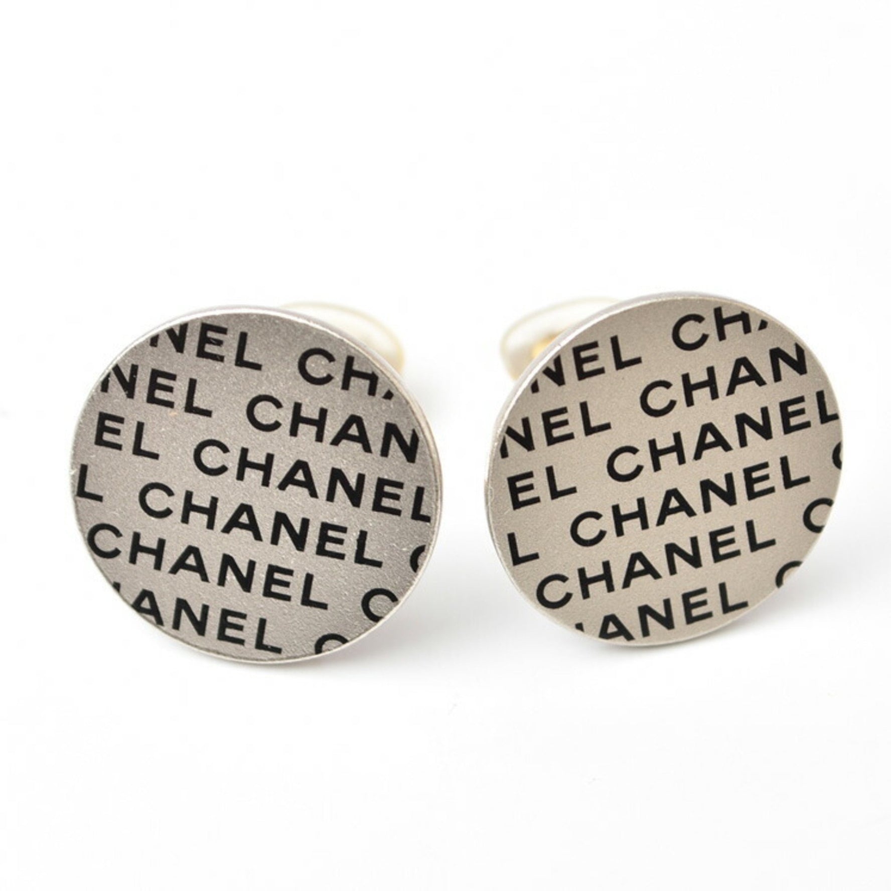 CHANEL Earrings Print Round Plate