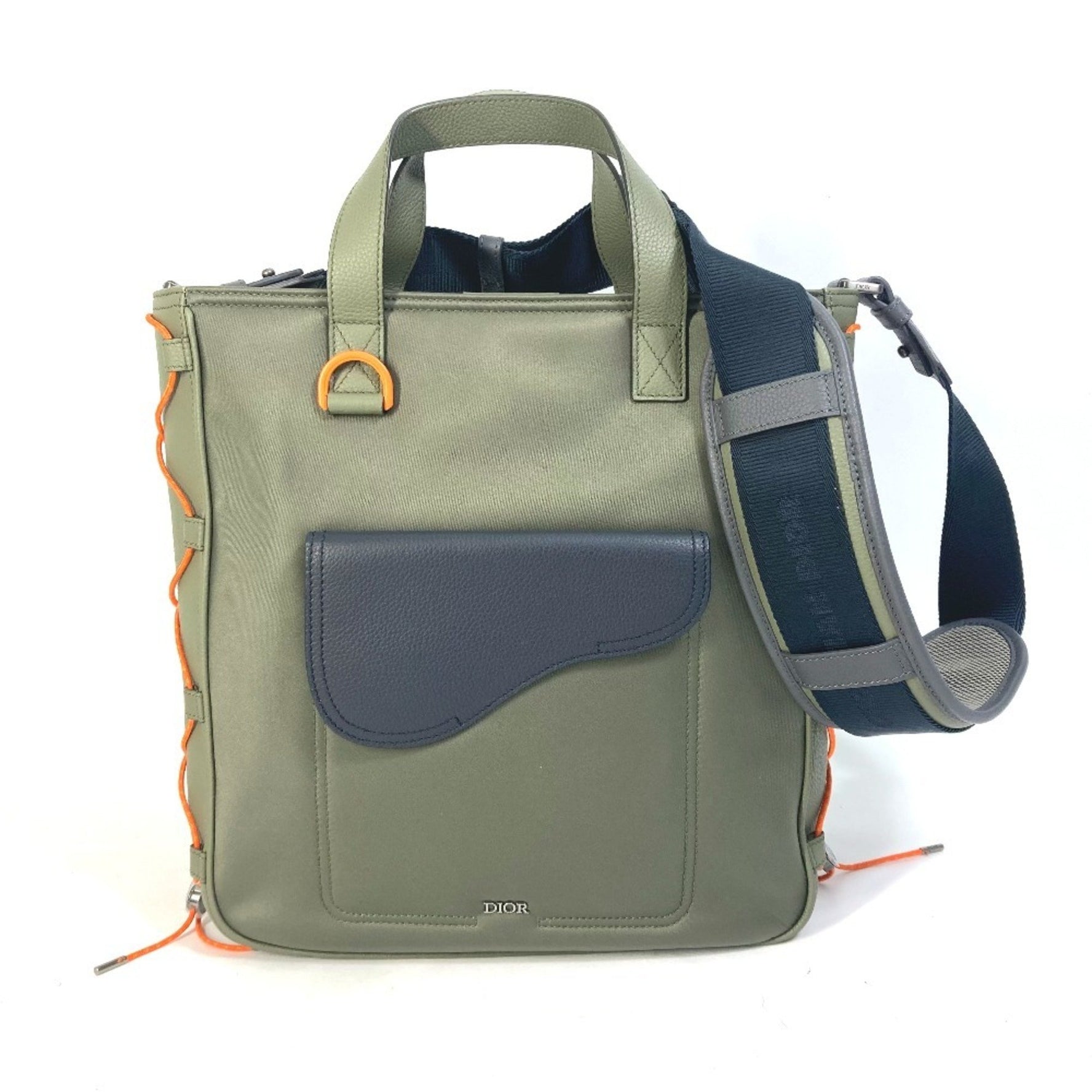 Christian Dior Dior Sacai Collaboration Saddle Bag, Shoulder Bag/Tote Nylon/Leather, Men's, Khaki, Like New