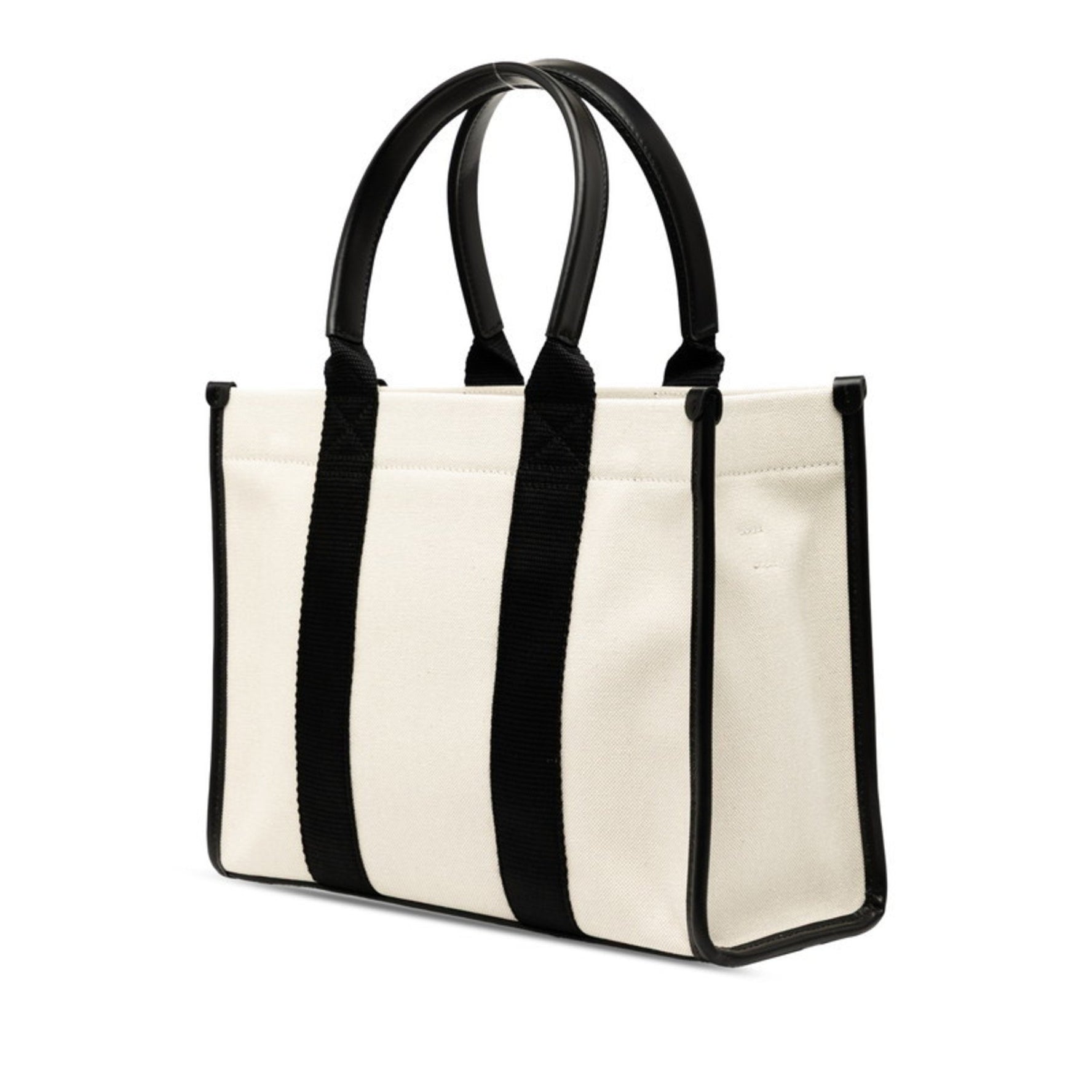 Balenciaga Hardware Small Tote/Shoulder Bag, Ivory/Black Canvas/Leather