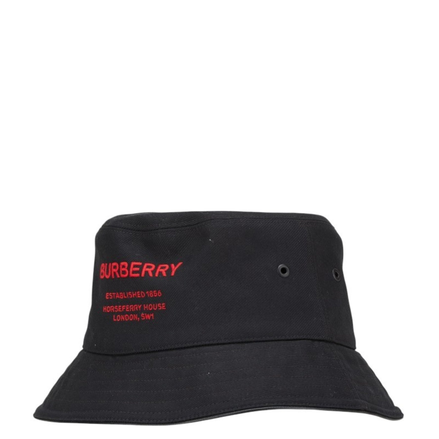 Burberry Bucket Hat Size: L Black Red Cotton Leather