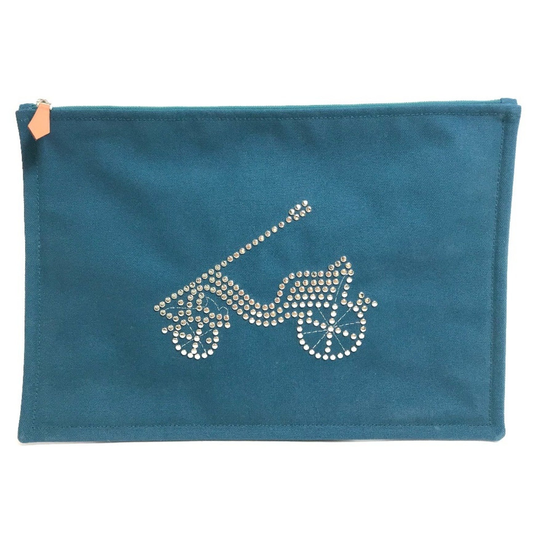HERMES Bicycle Studs Velocipedi Flat Pouch GM Canvas Men's