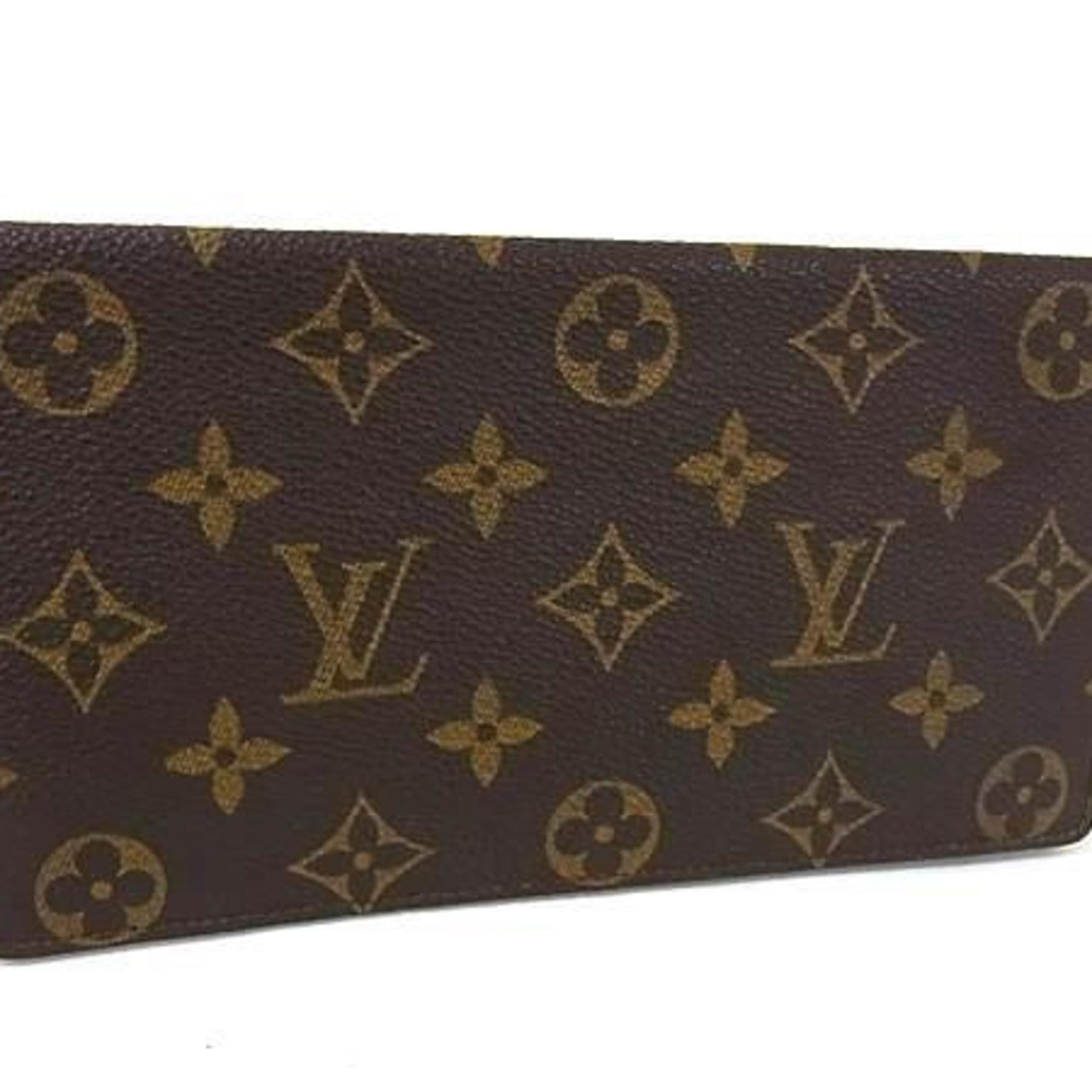 LOUIS VUITTON Monogram Porte Chequier Double Wallet Brown Leather Bifold