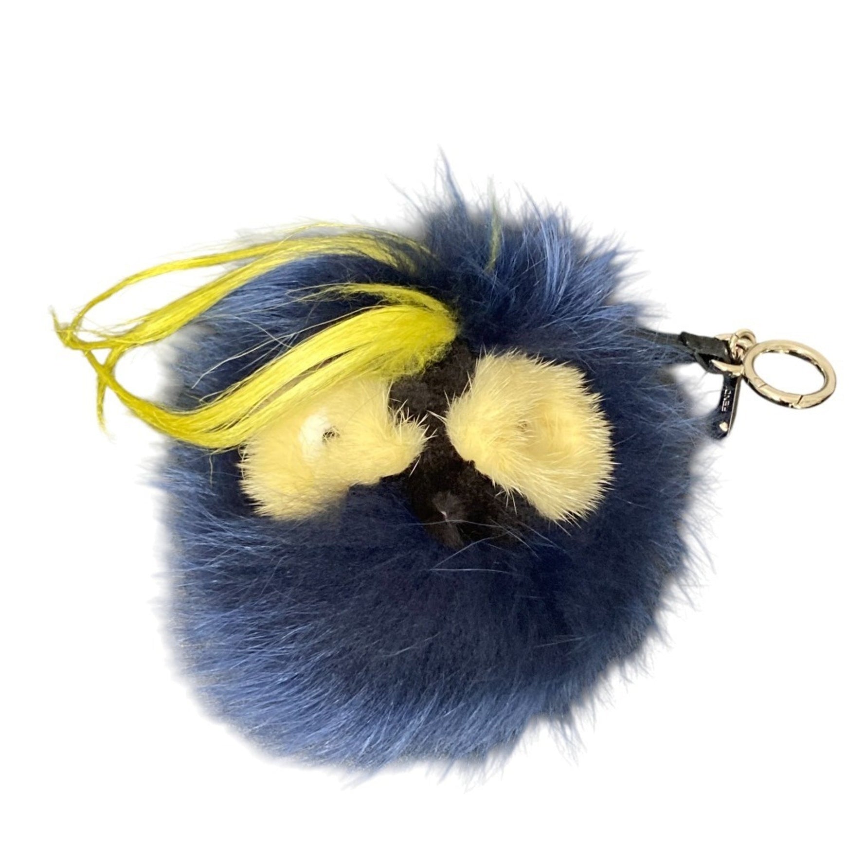 FENDI Bag Bugs Fur Monster Keychain Charm Navy