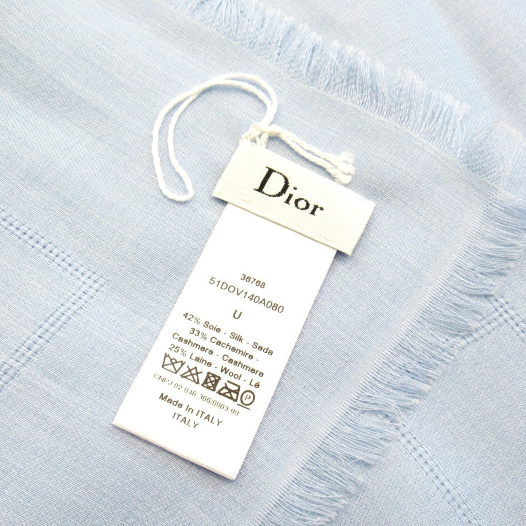 Christian Dior Cannage Jacquard Large Stole/Scarf Shawl Silk Cashmere Blend Logo Men's