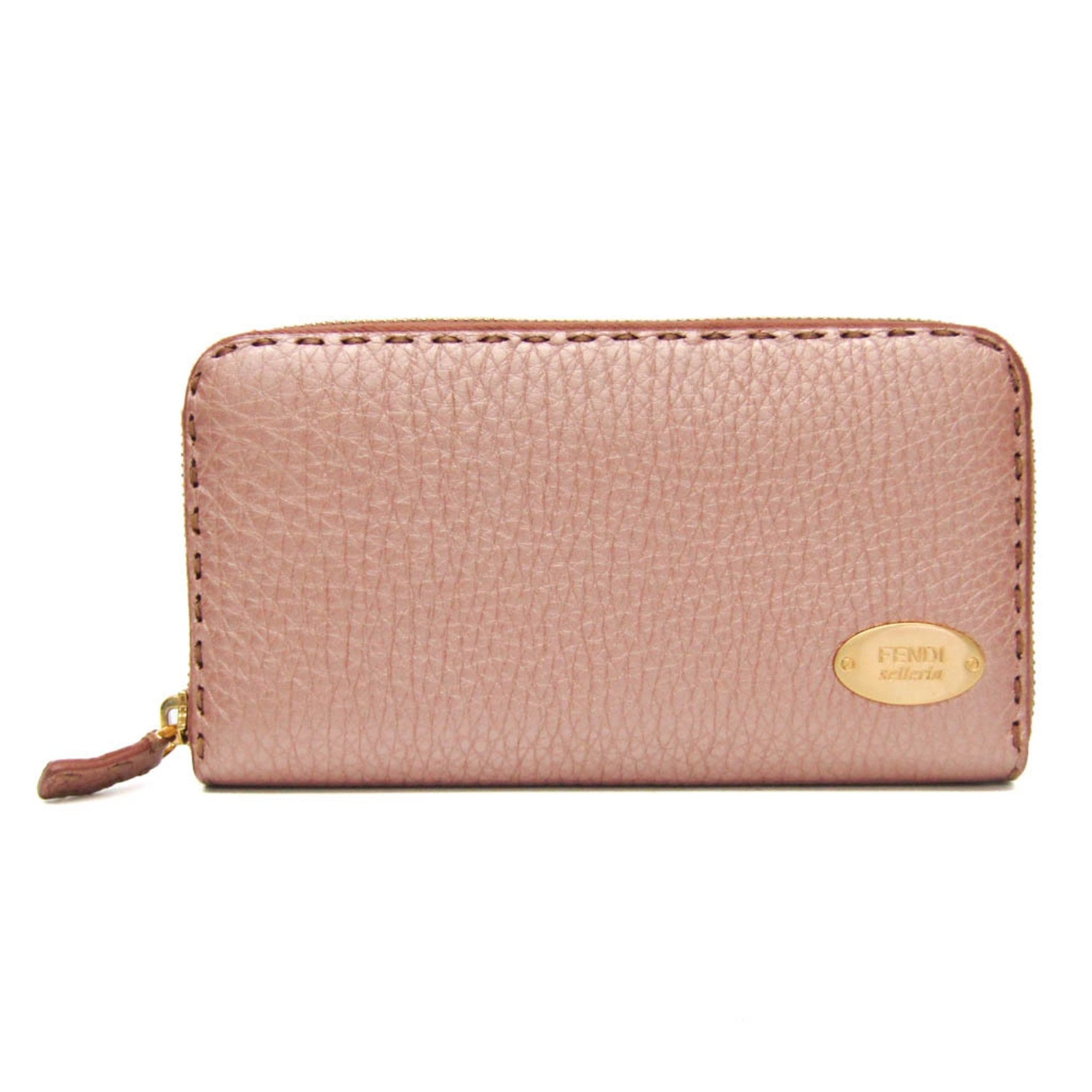 Fendi Selleria Leather Long Wallet (bi-fold) Pink Gold