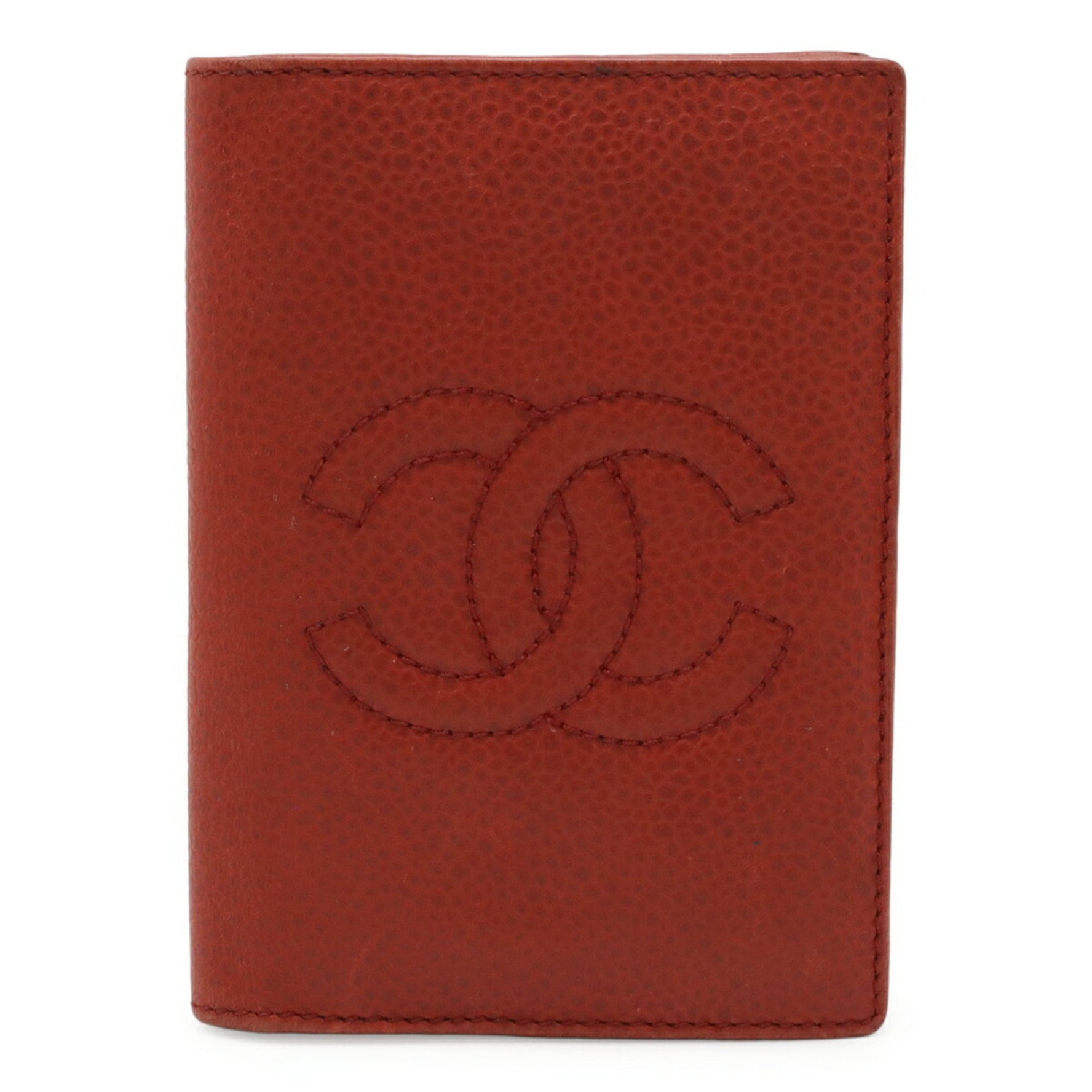 CHANEL Coco Mark Card Case, Business Holder, Pass Caviar Leather, Red