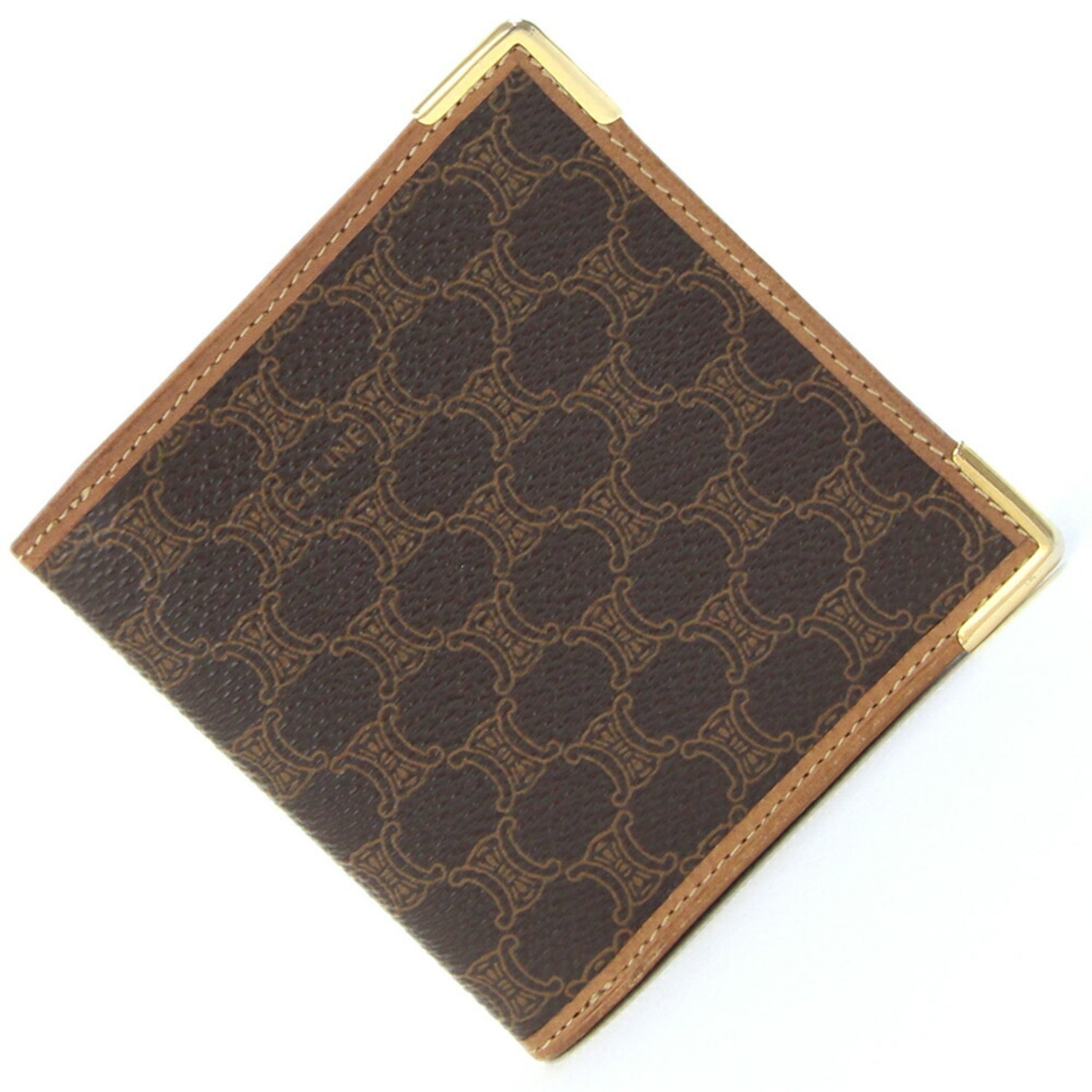 Celine Bi-fold Wallet Macadam PVC Leather Mini Old