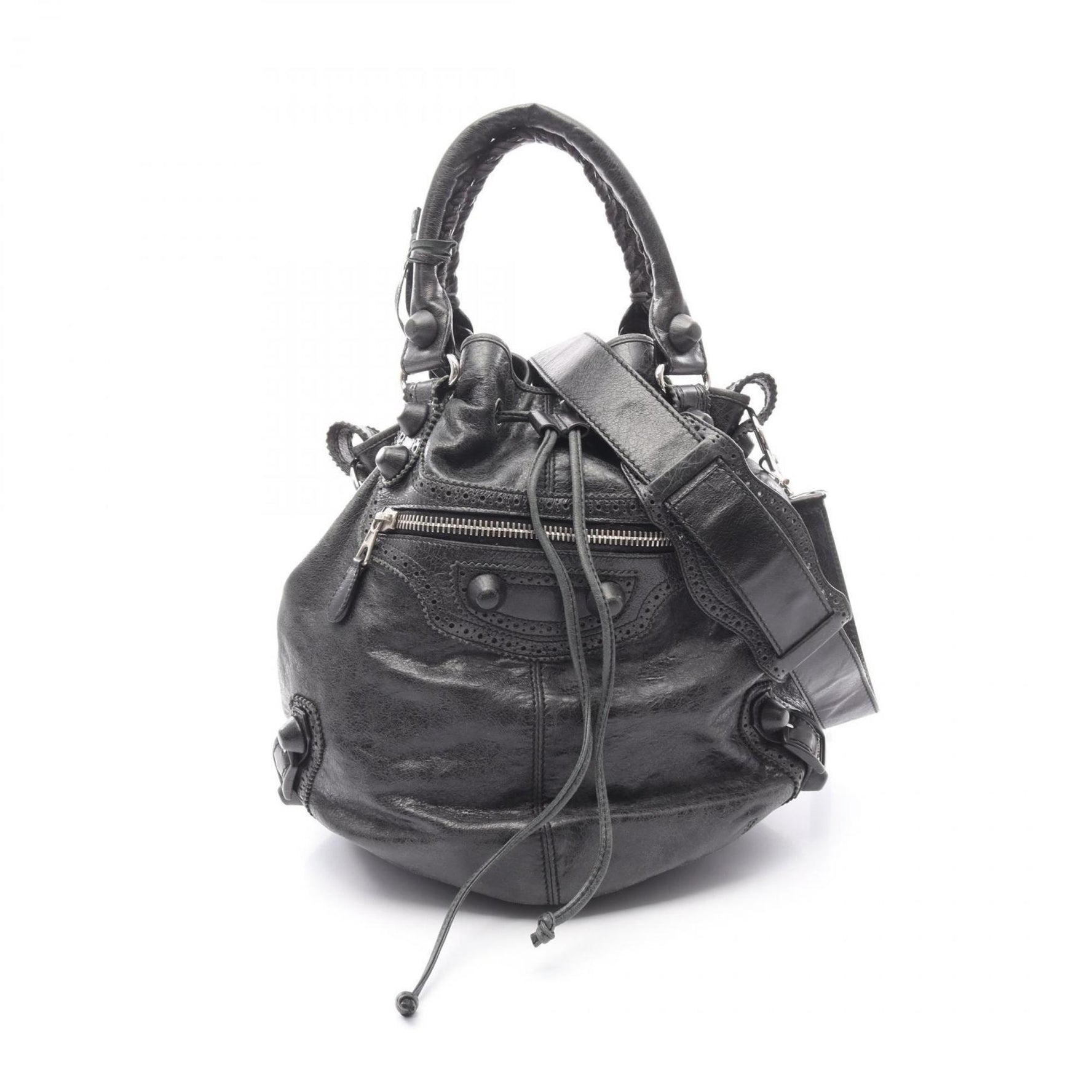 Balenciaga Giant Pom-Pom Handbag, Leather